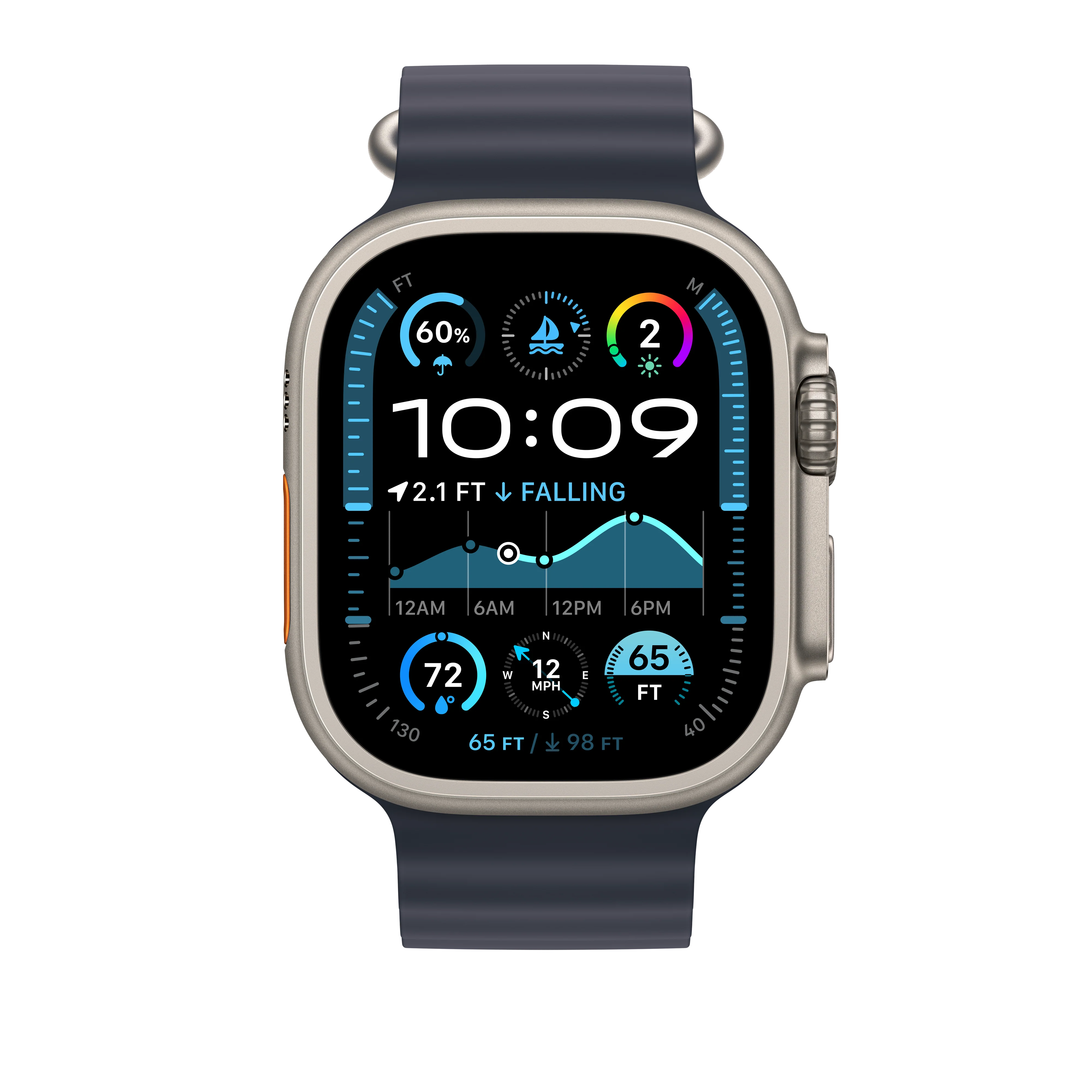 49mm Navy Ocean Band Extension - Natural Titanium Finish - Image 3
