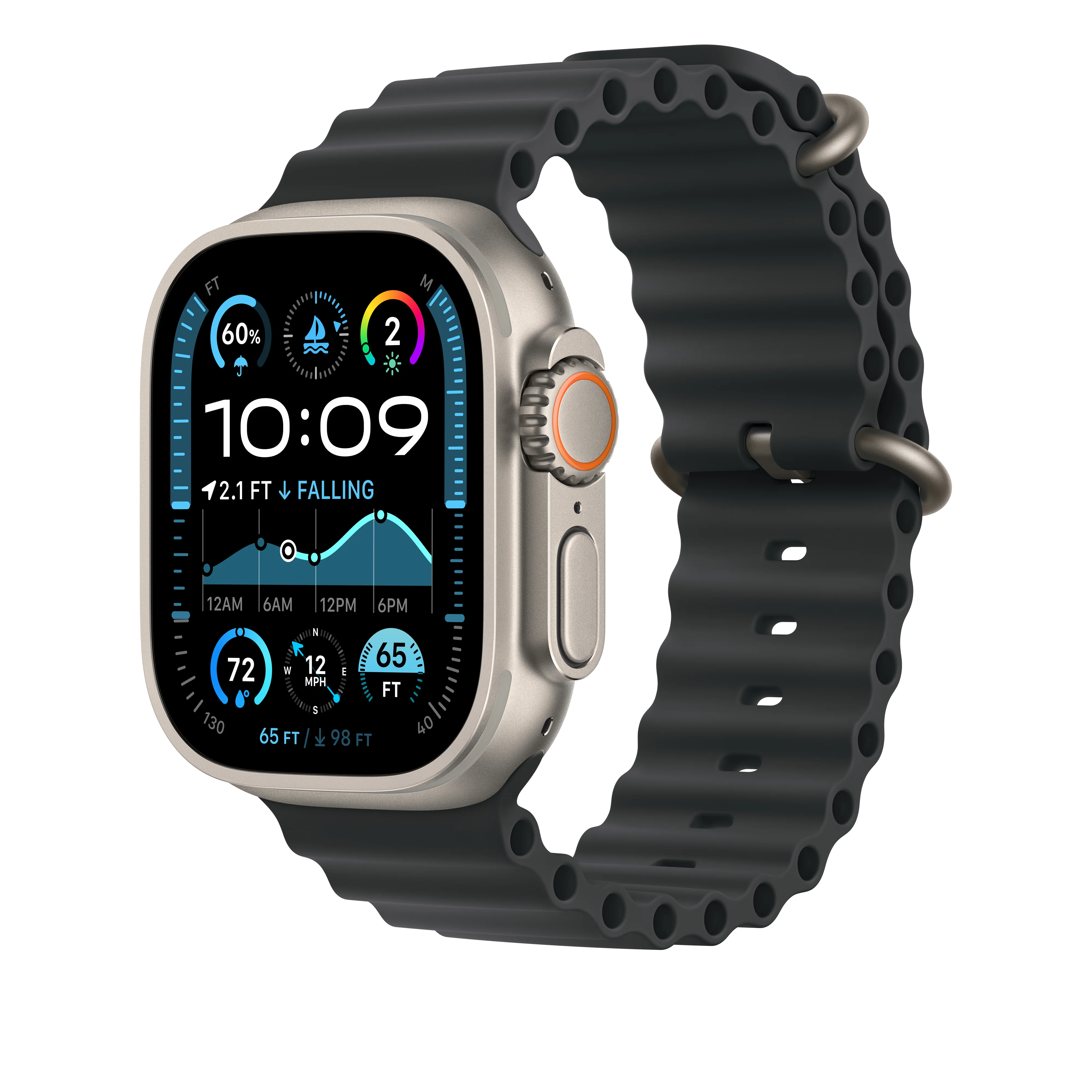 49mm Black Ocean Band - Natural Titanium Finish - Image 2
