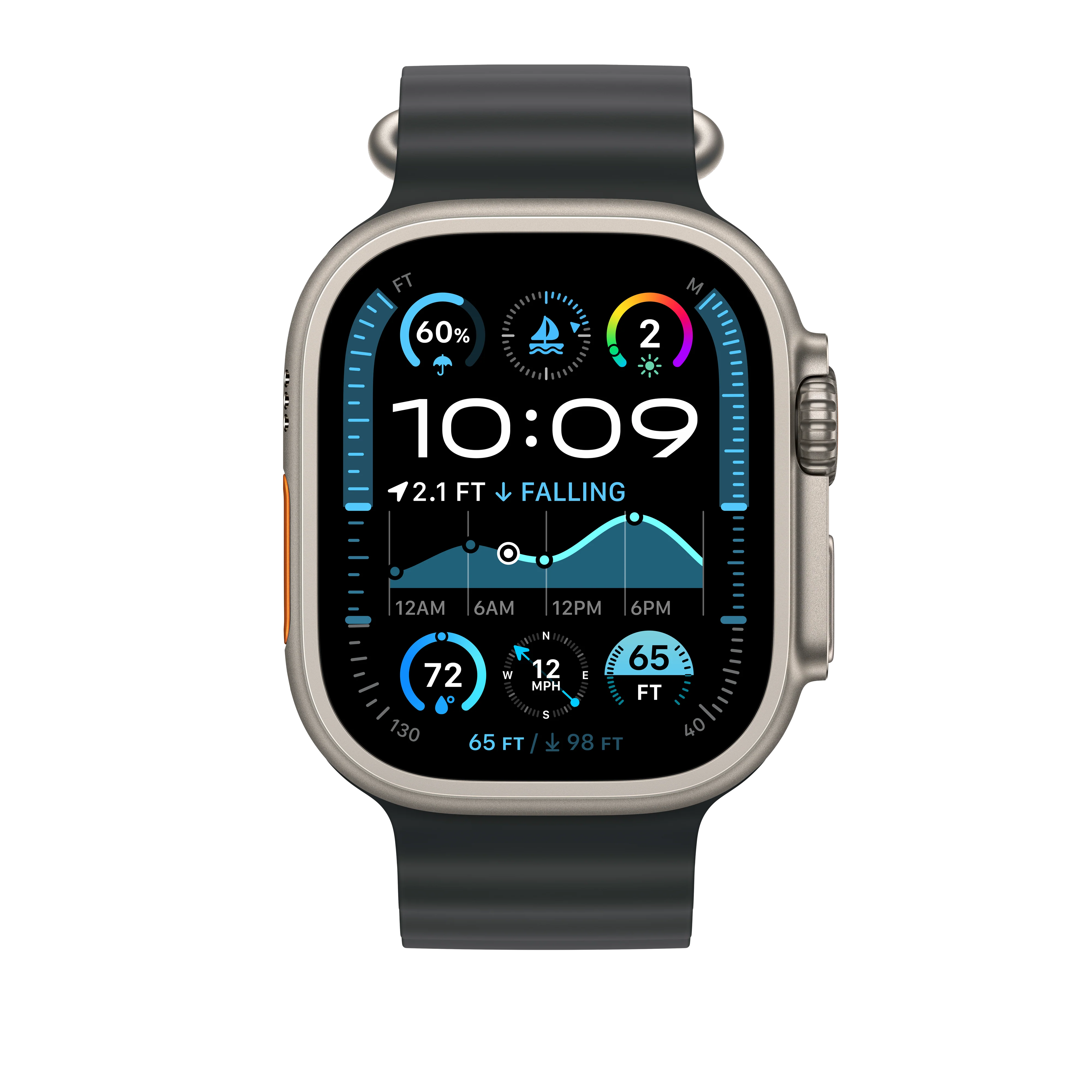 49mm Black Ocean Band - Natural Titanium Finish - Image 3