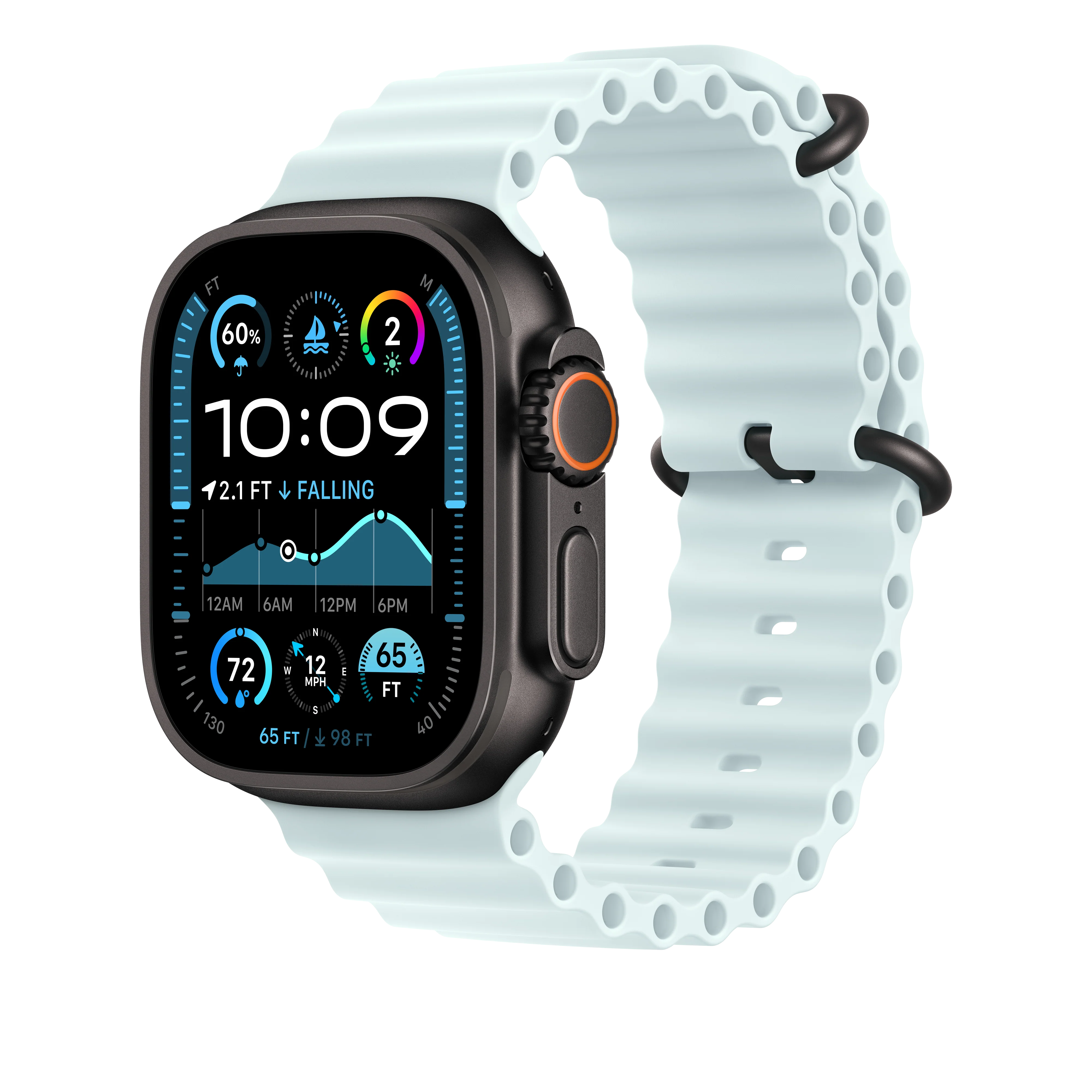 49mm Ice Blue Ocean Band Extension - Black Titanium Finish - Image 2