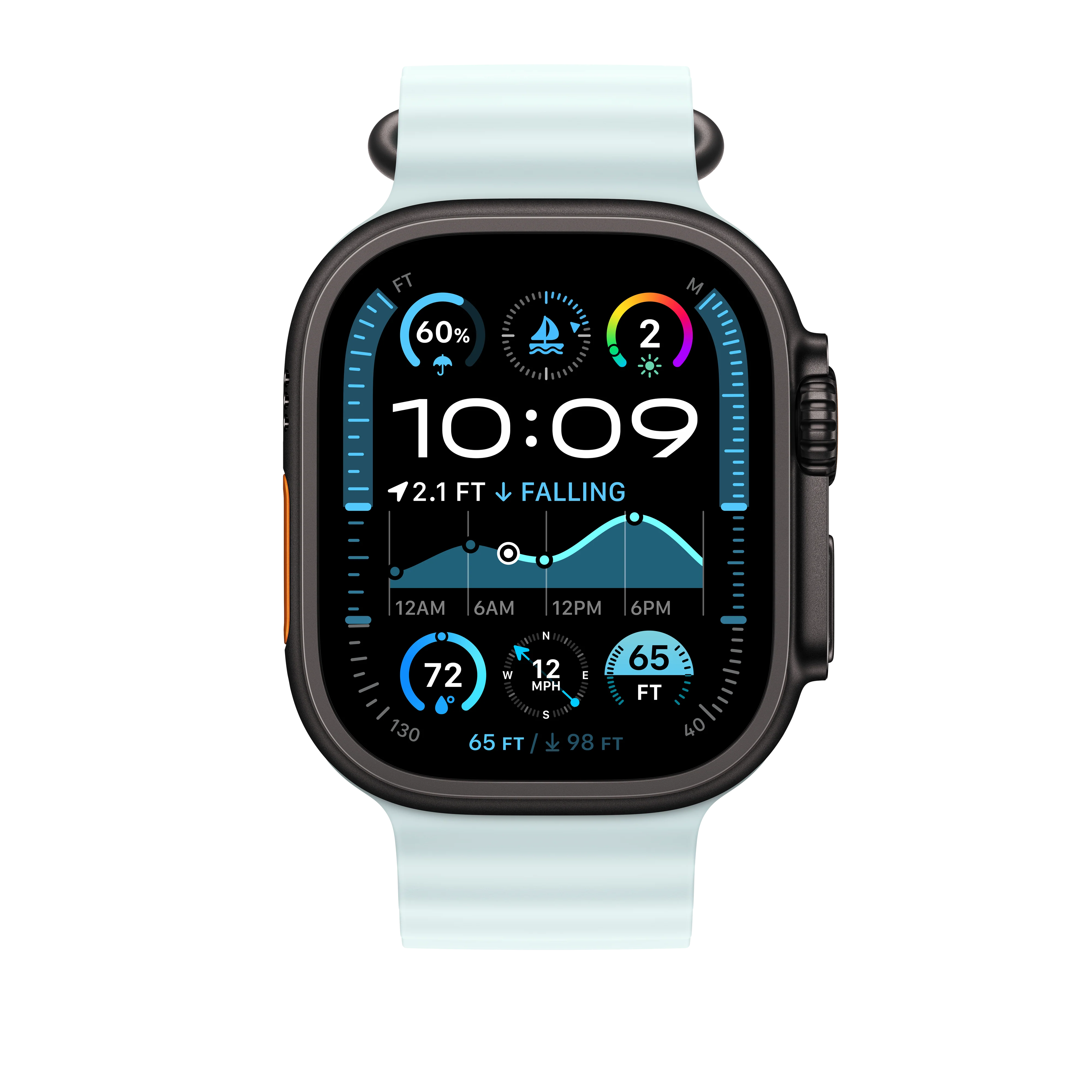 49mm Ice Blue Ocean Band Extension - Black Titanium Finish - Image 3