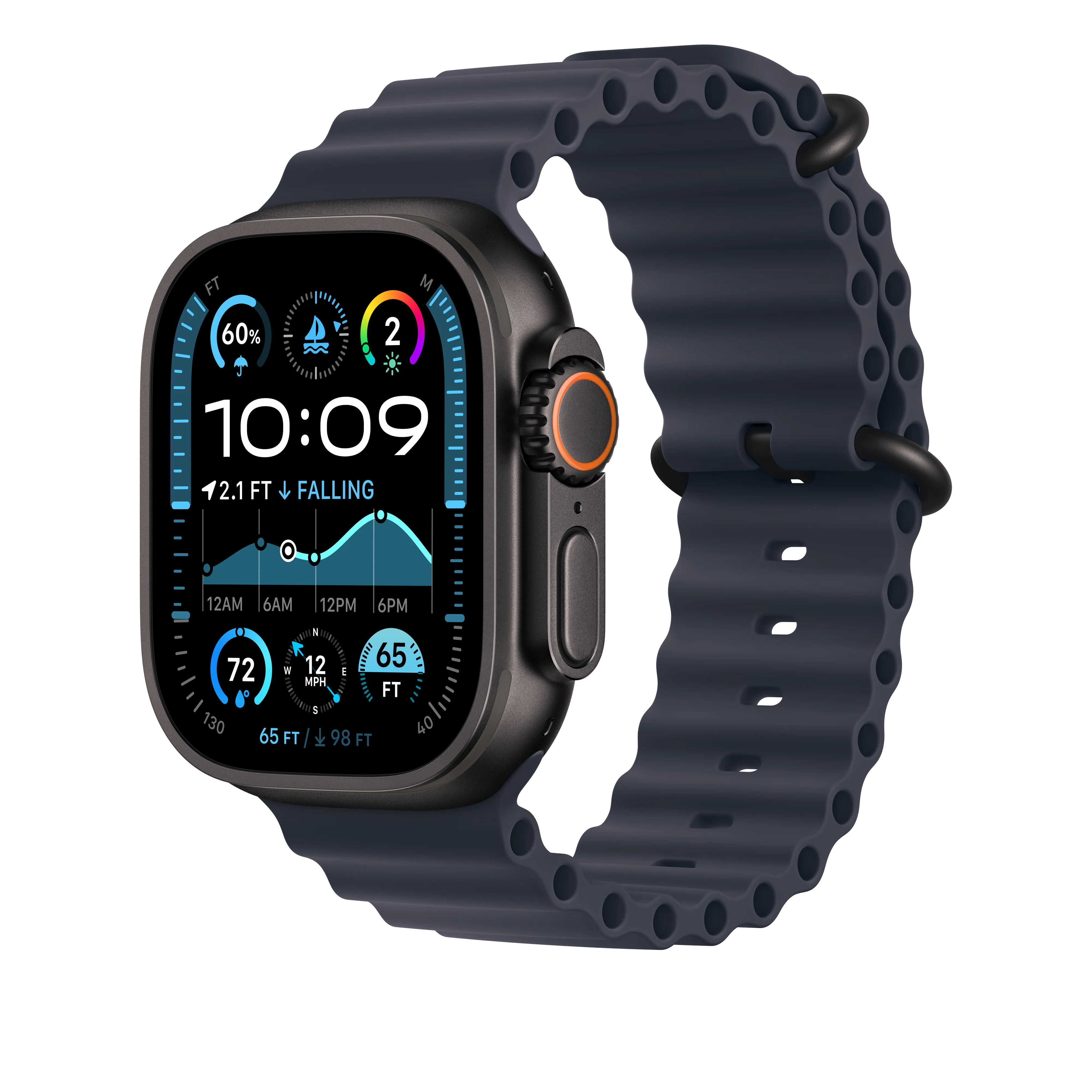 49mm Navy Ocean Band - Black Titanium Finish - Image 2