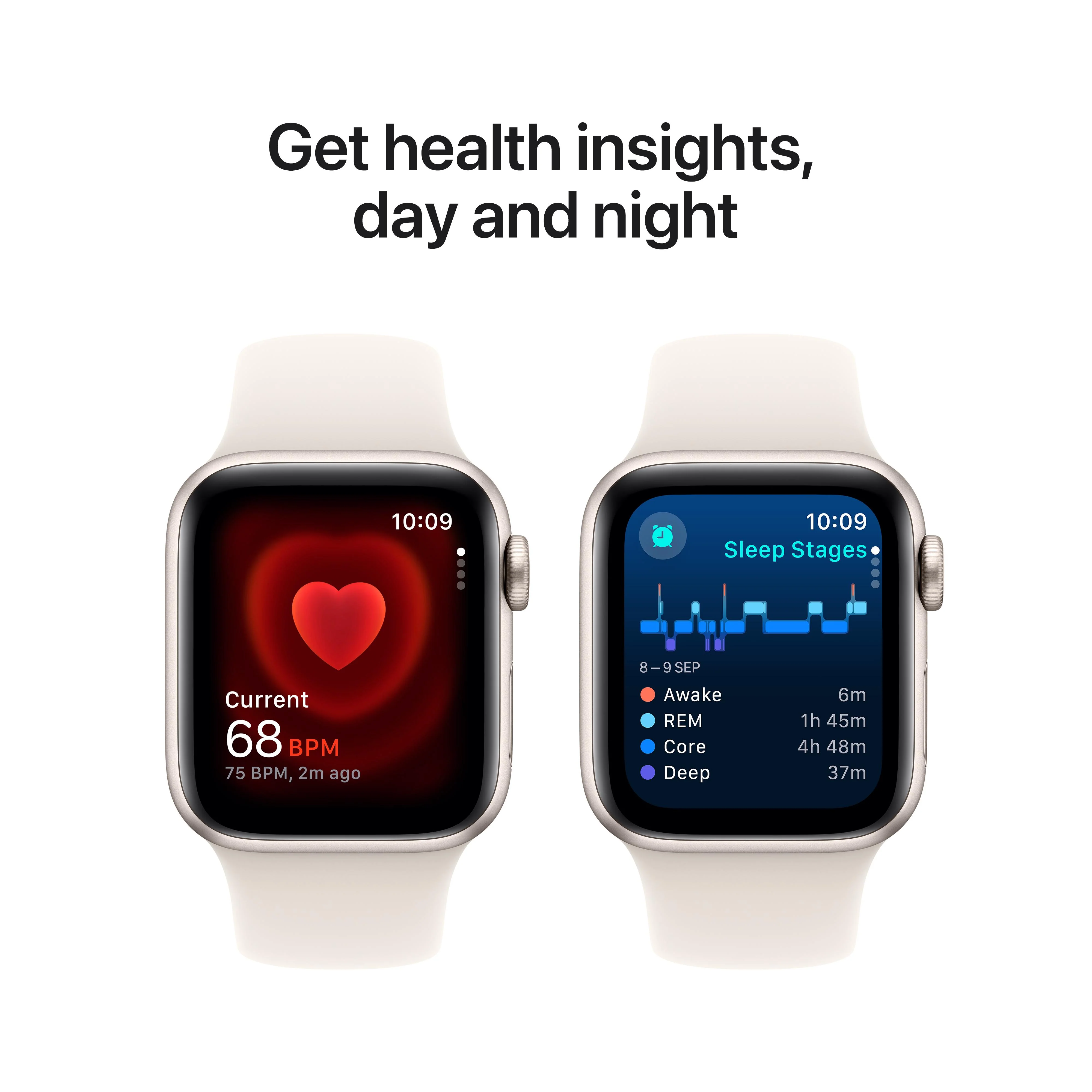Apple Watch SE GPS 40mm Starlight Aluminium Case with Starlight Sport Band - S/M - Image 5