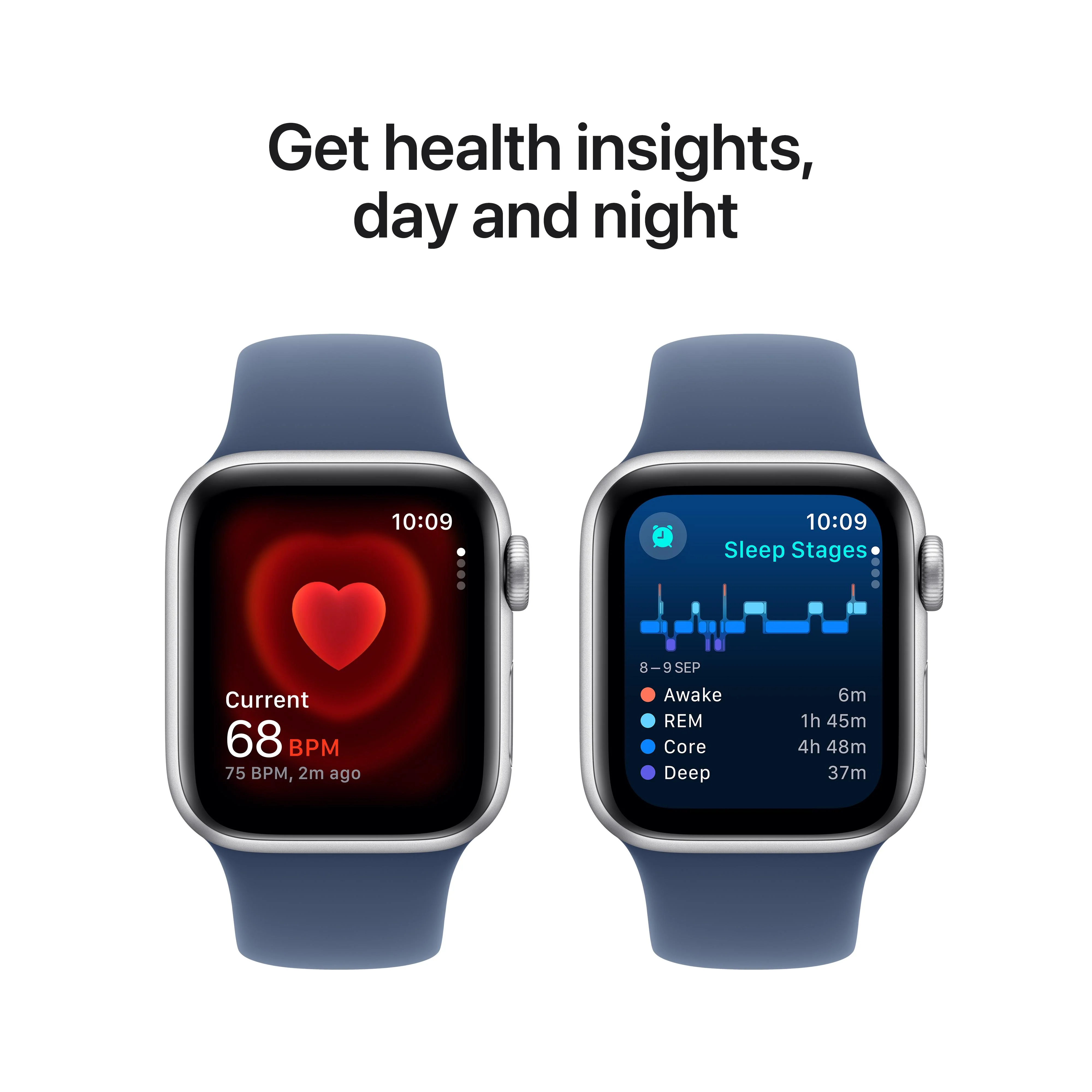 Apple Watch SE GPS + Cellular 40mm Silver Aluminium Case with Denim Sport Band - S/M - Image 5