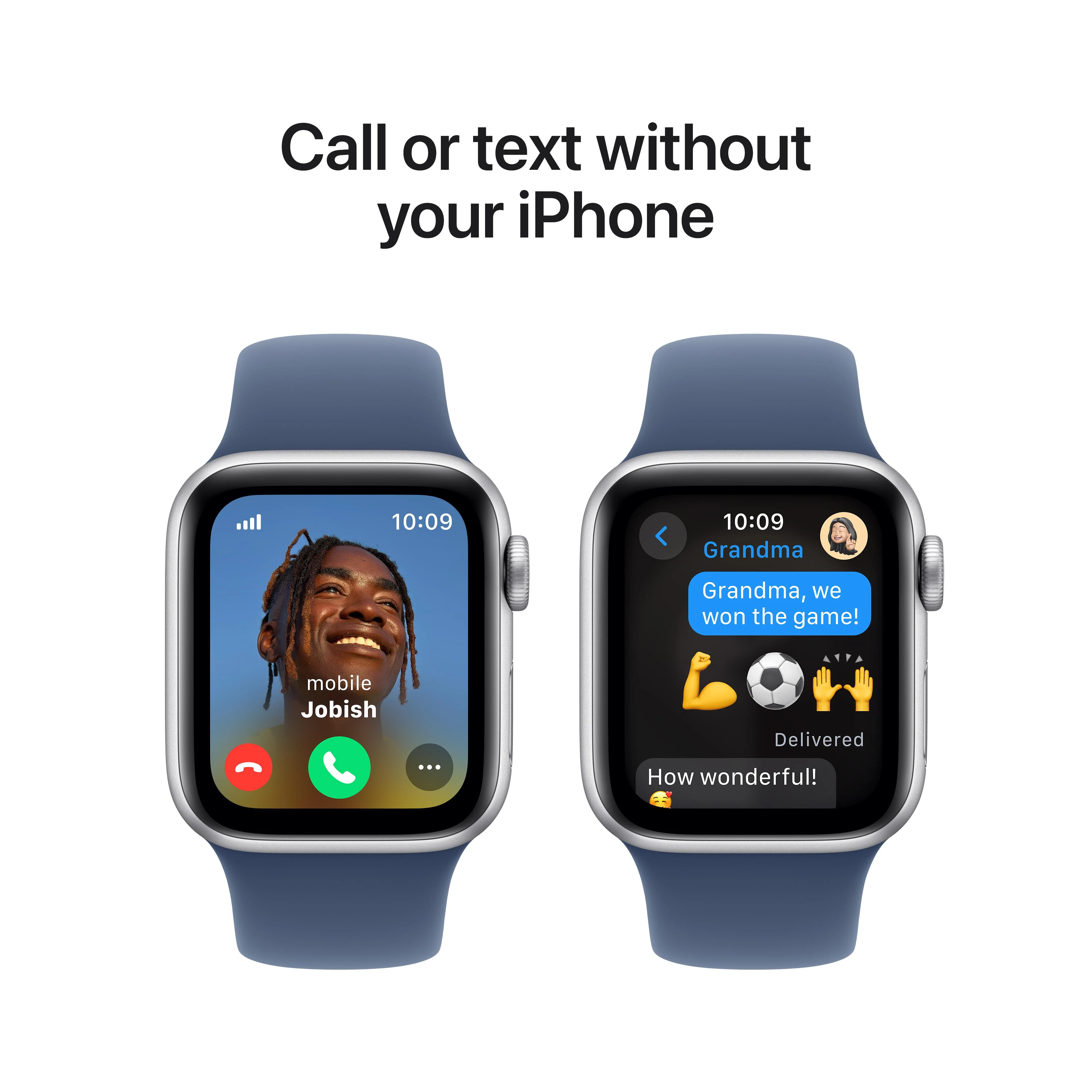 Apple Watch SE GPS + Cellular 40mm Silver Aluminium Case with Denim Sport Band - M/L - Image 4