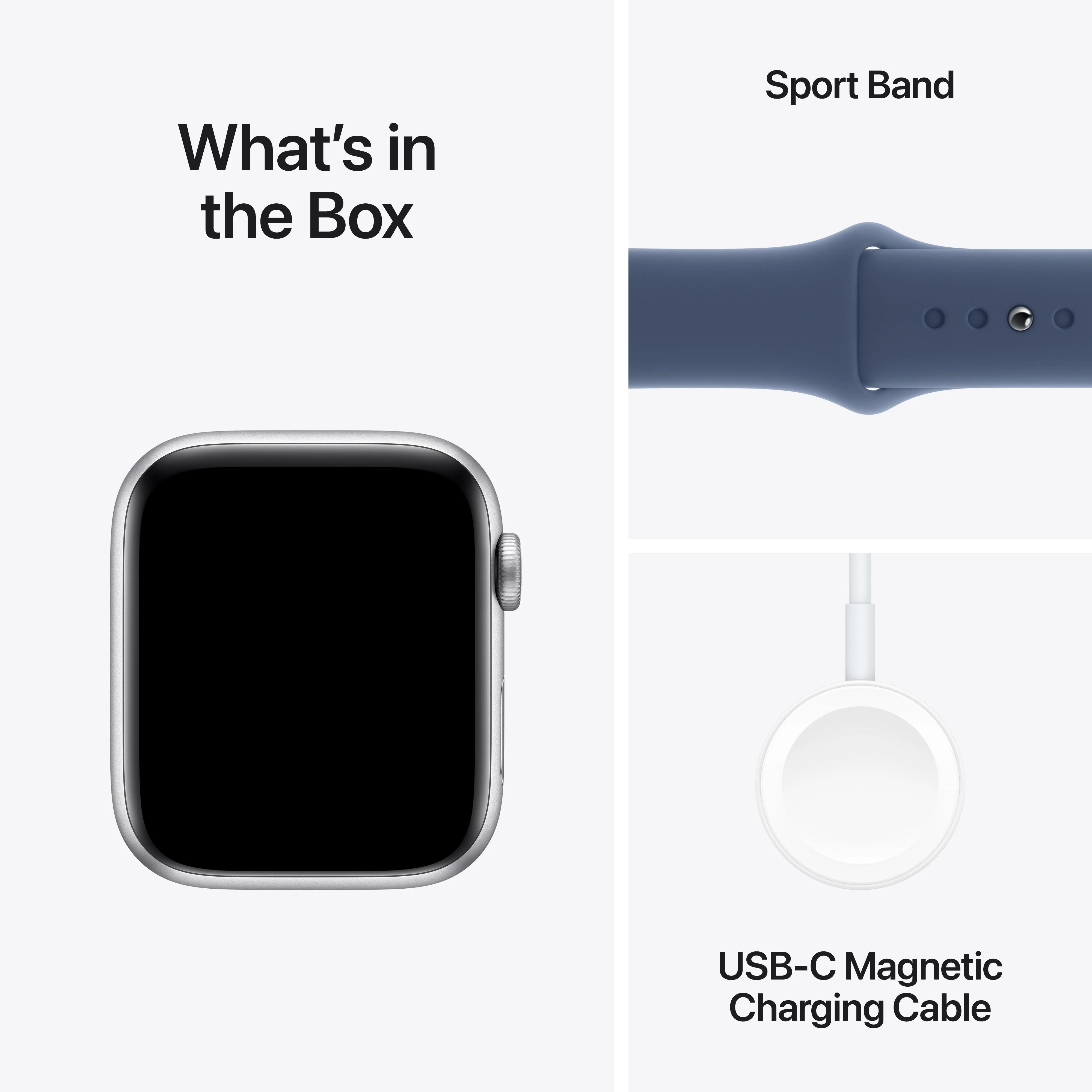 Apple Watch SE GPS + Cellular 44mm Silver Aluminium Case with Denim Sport Band - S/M - Image 7