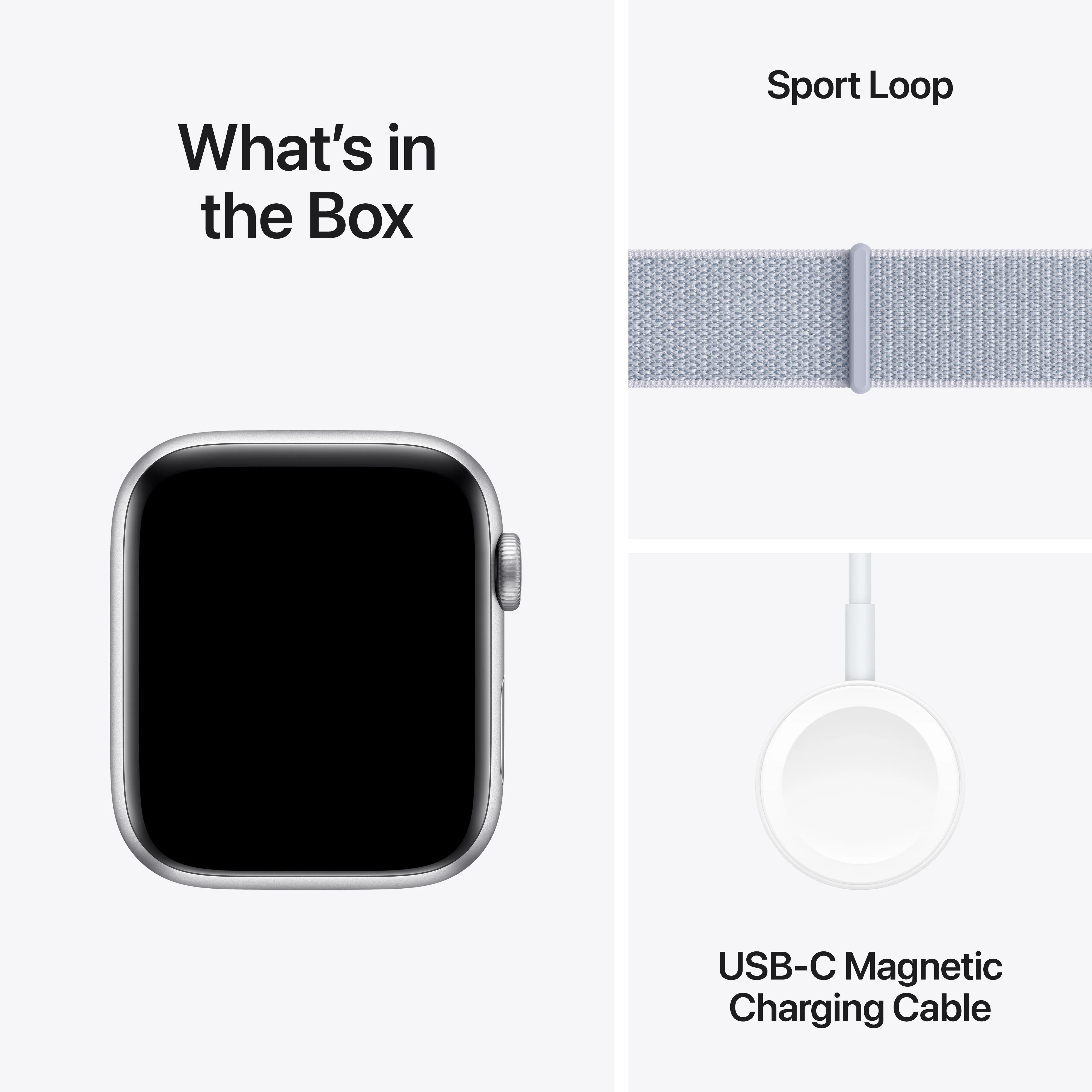 Apple Watch SE GPS 44mm Silver Aluminium Case with Blue Cloud Sport Loop - Image 7