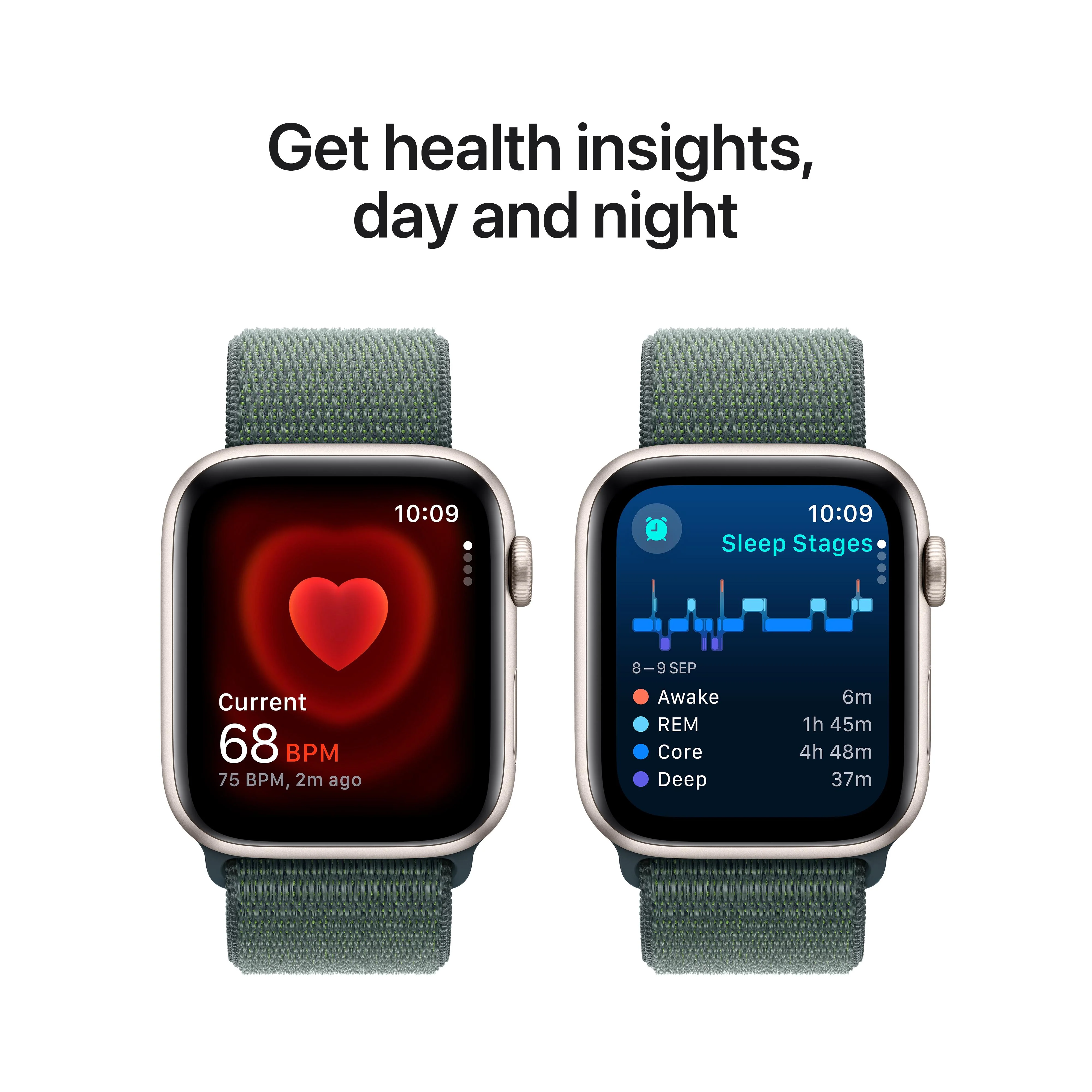 Apple Watch SE GPS 44mm Starlight Aluminium Case with Lake Green Sport Loop - Image 5