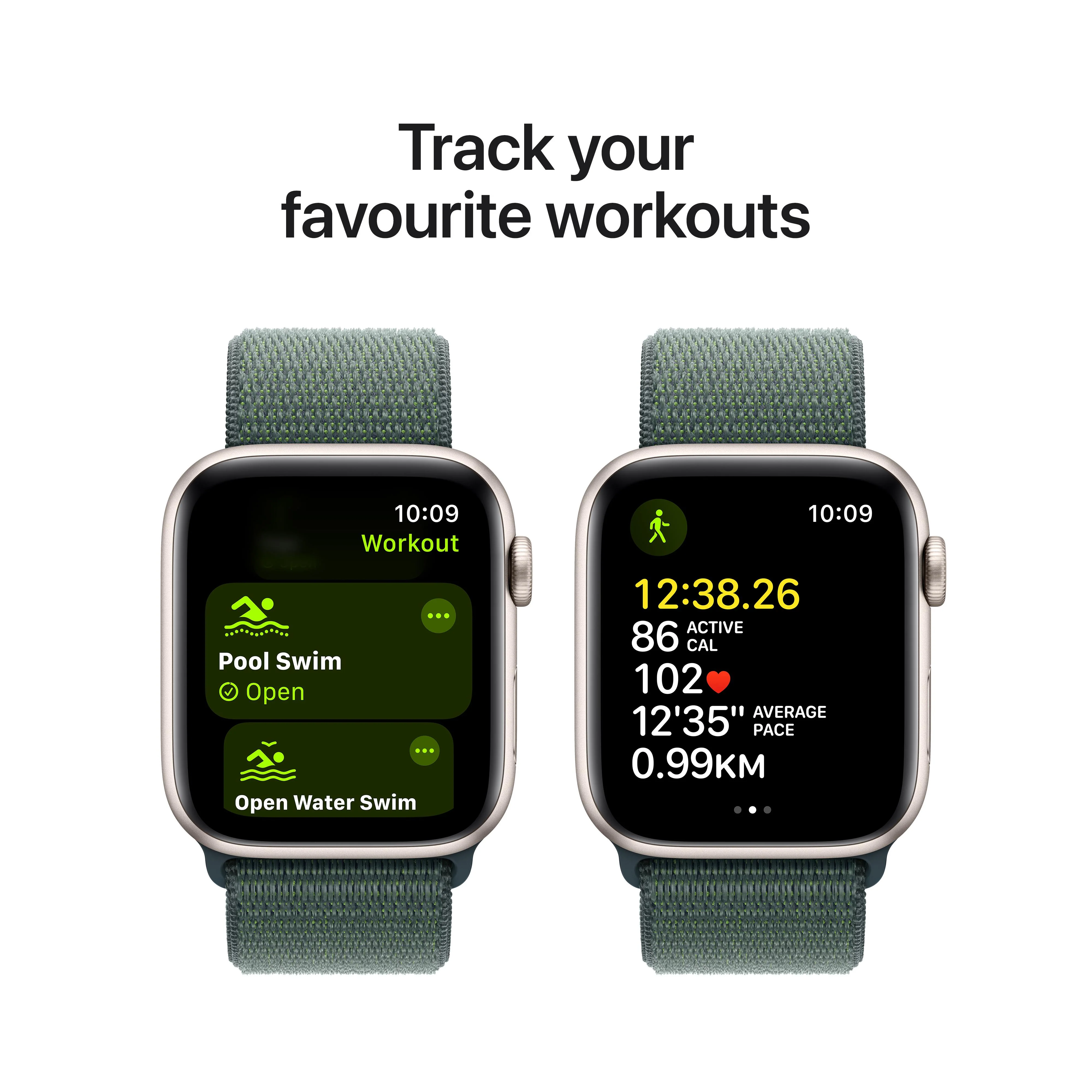 Apple Watch SE GPS 44mm Starlight Aluminium Case with Lake Green Sport Loop - Image 6