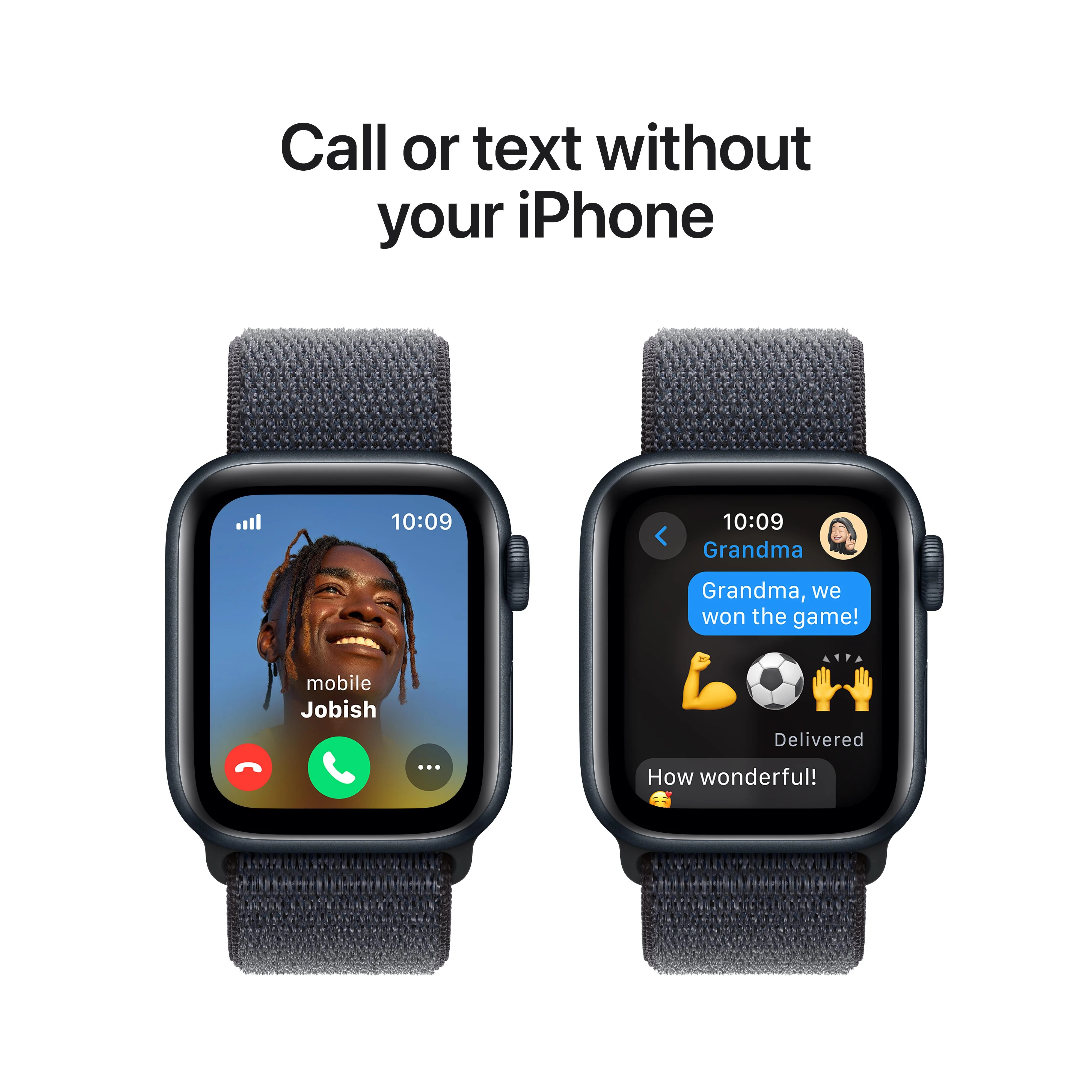 Apple Watch SE GPS + Cellular 40mm Midnight Aluminium Case with Ink Sport Loop - Image 4