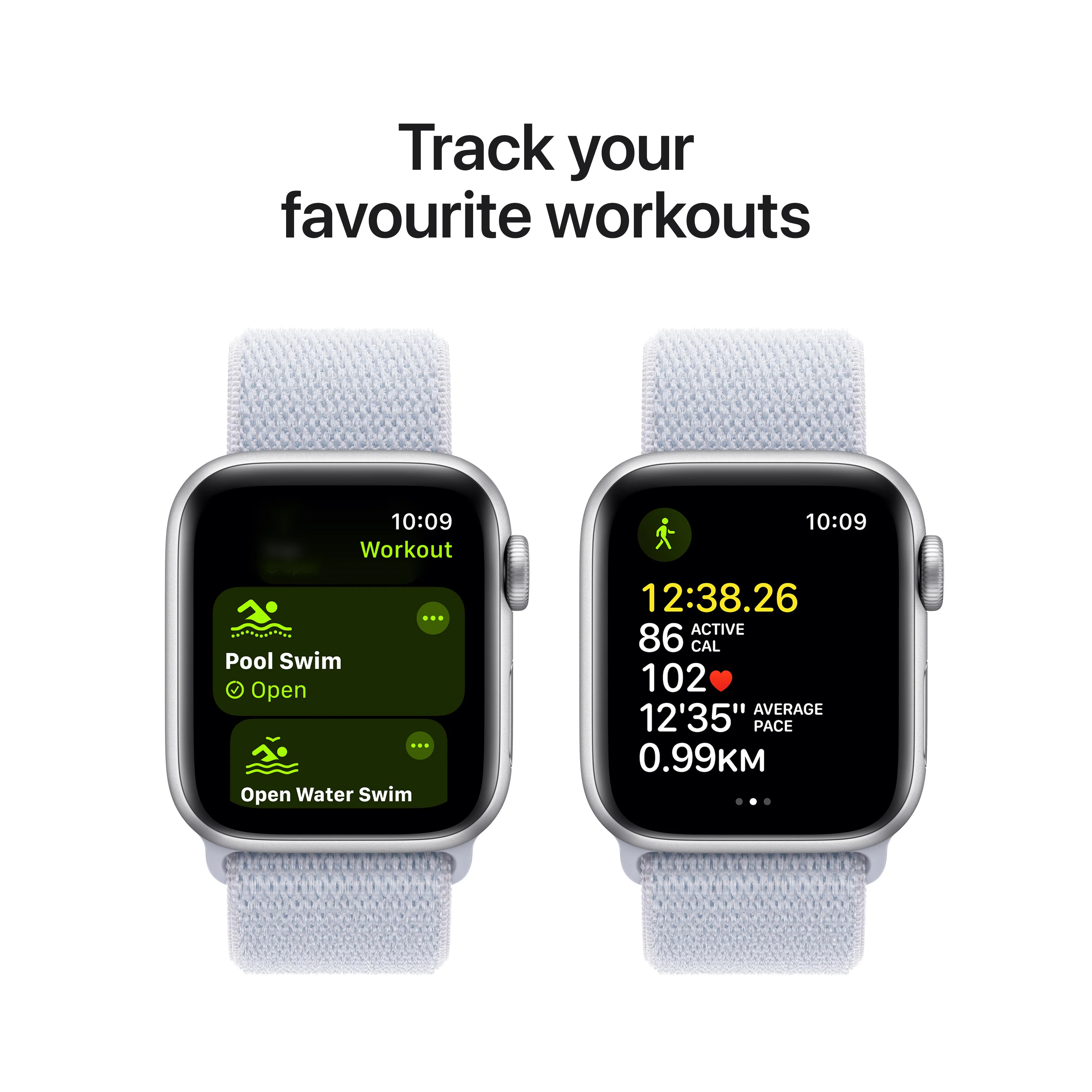 Apple Watch SE GPS + Cellular 40mm Silver Aluminium Case with Blue Cloud Sport Loop - Image 6