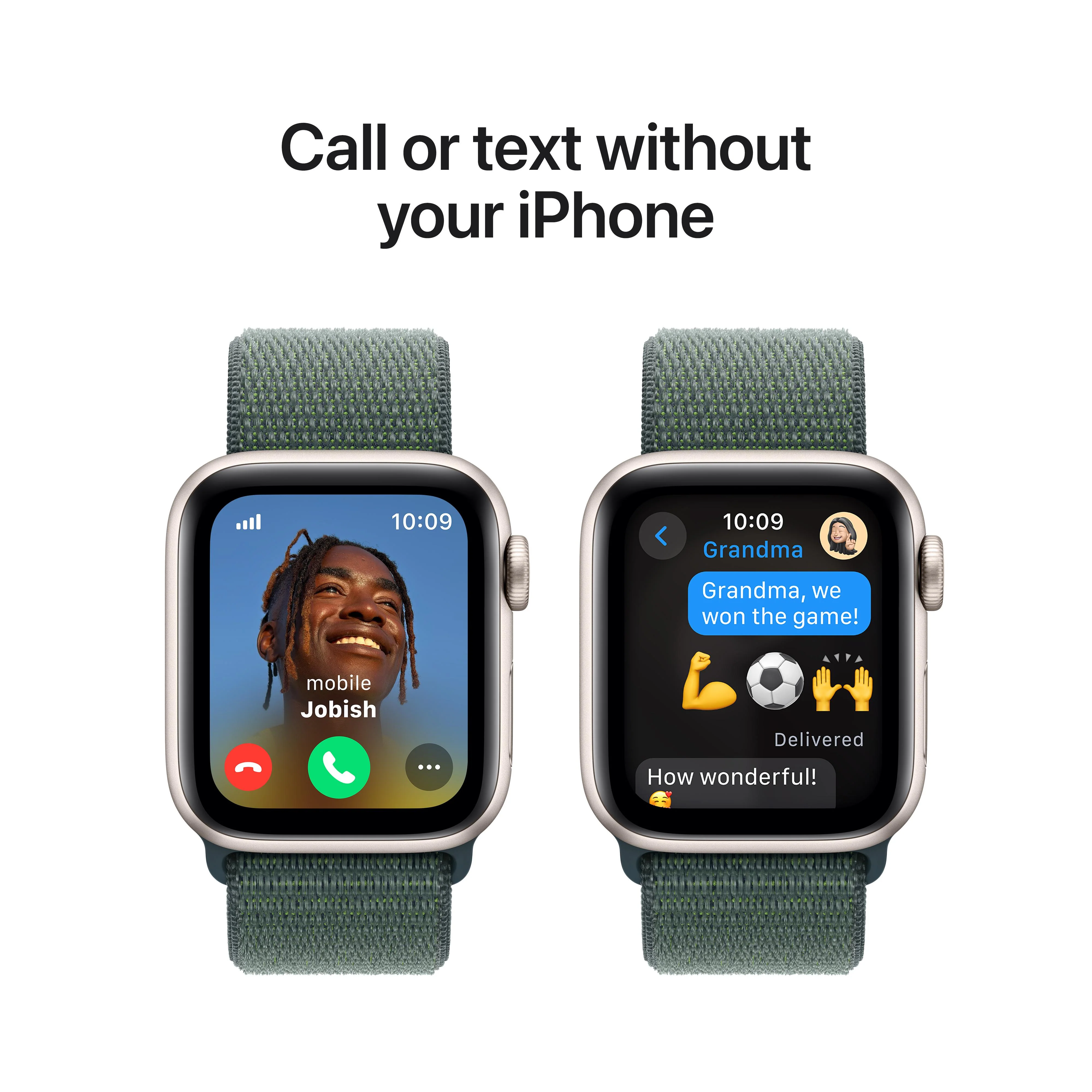 Apple Watch SE GPS + Cellular 40mm Starlight Aluminium Case with Lake Green Sport Loop - Image 4