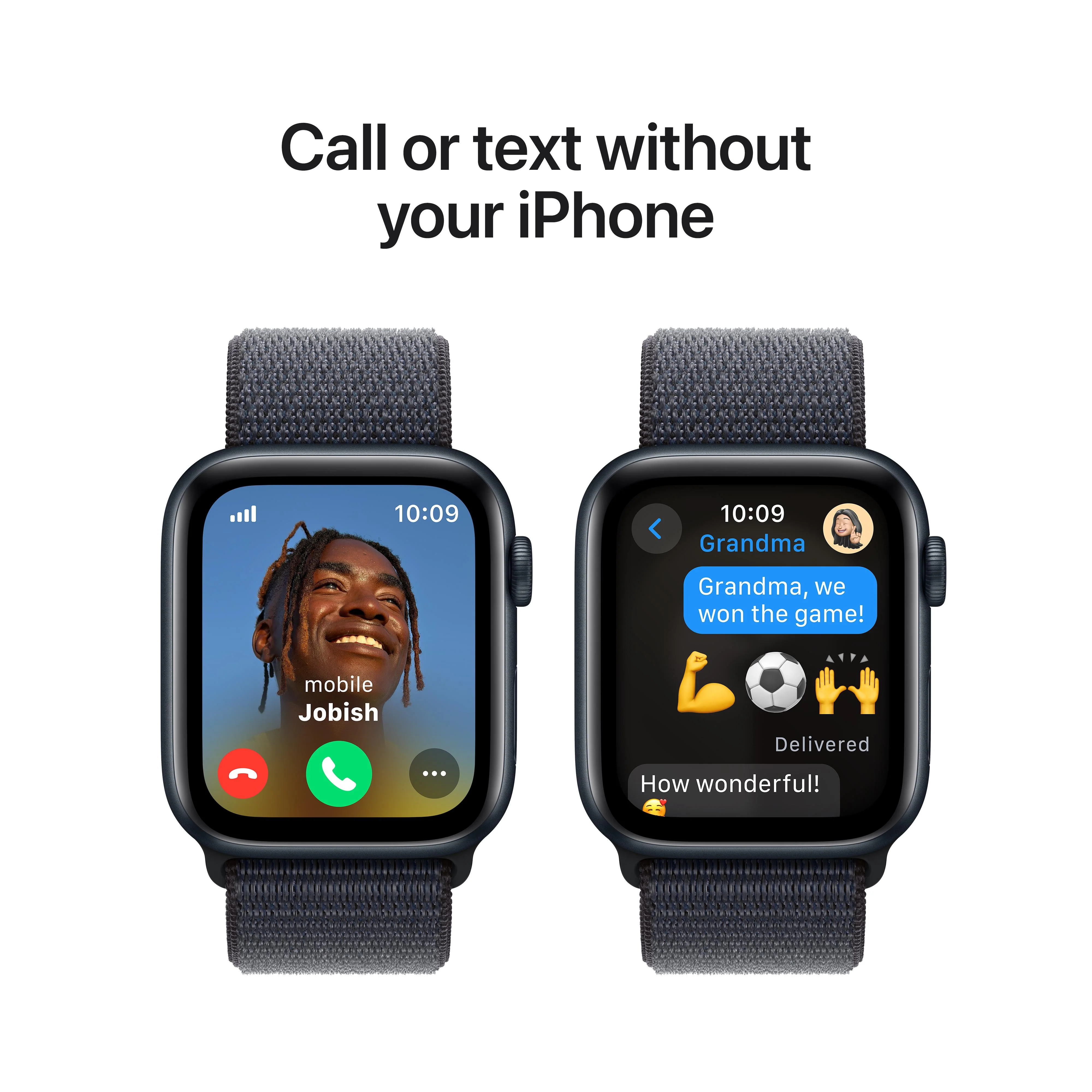 Apple Watch SE GPS + Cellular 44mm Midnight Aluminium Case with Ink Sport Loop - Image 4
