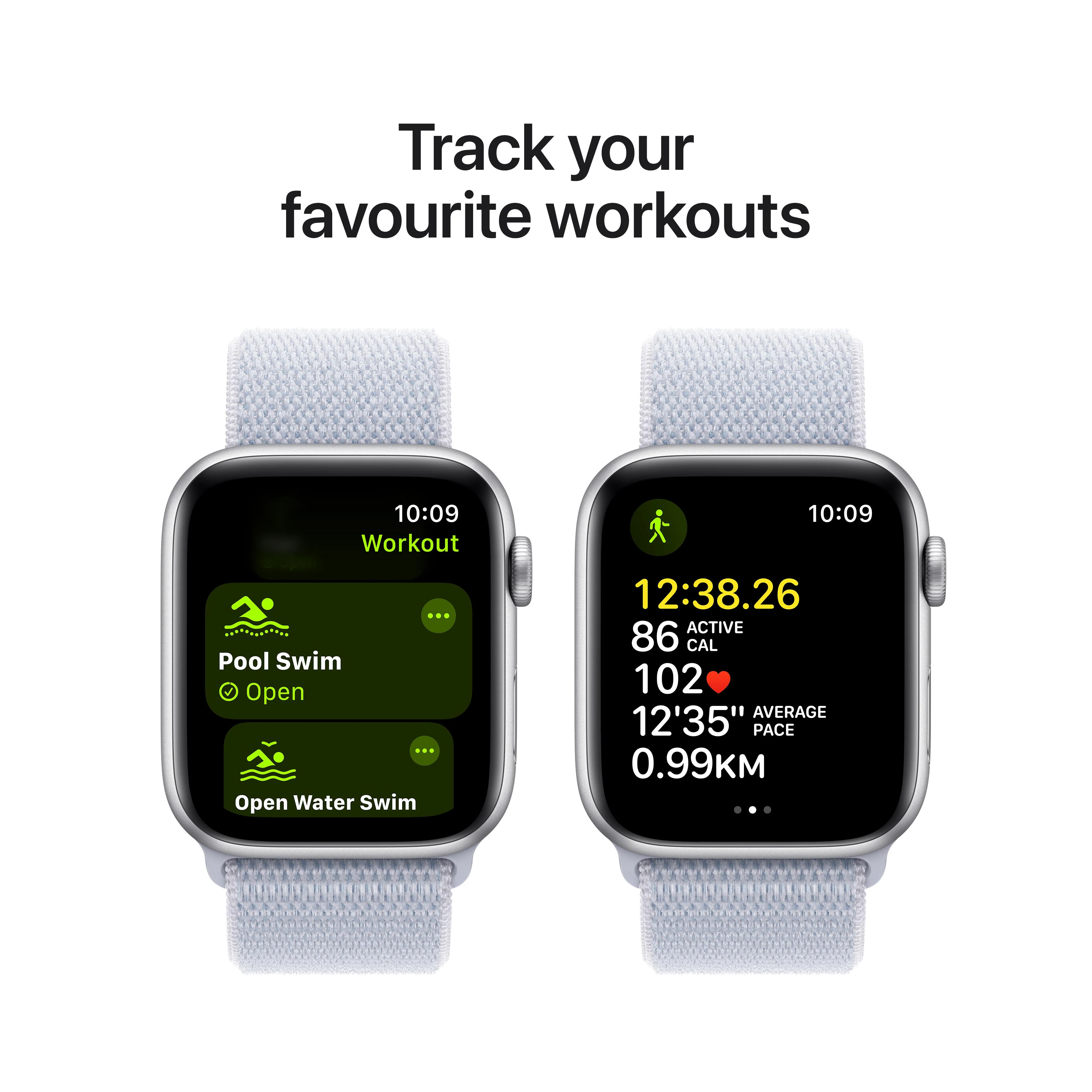 Apple Watch SE GPS + Cellular 44mm Silver Aluminium Case with Blue Cloud Sport Loop - Image 6