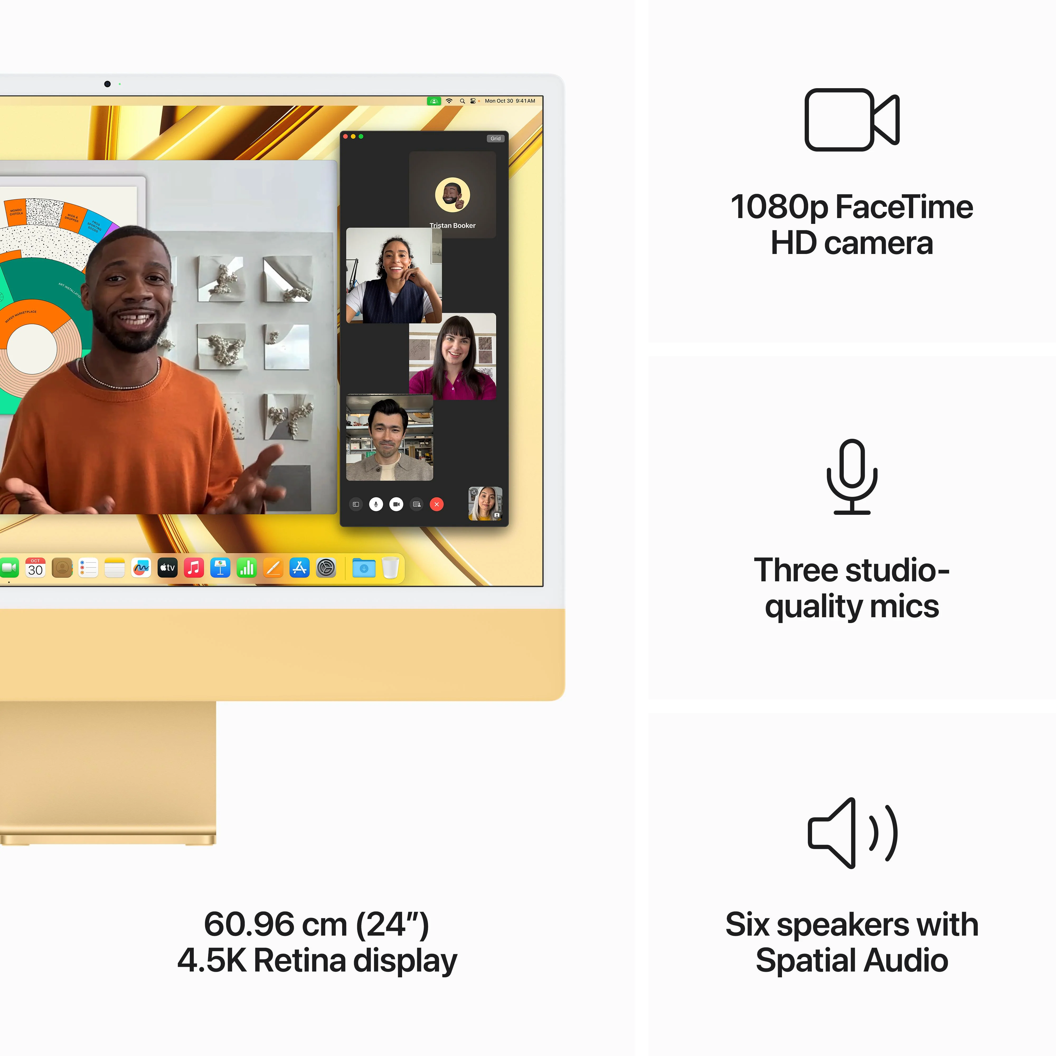24-inch iMac with Retina 4.5K display: Apple M3 chip with 8‑core CPU and 10‑core GPU, 256GB SSD - Yellow - Image 5