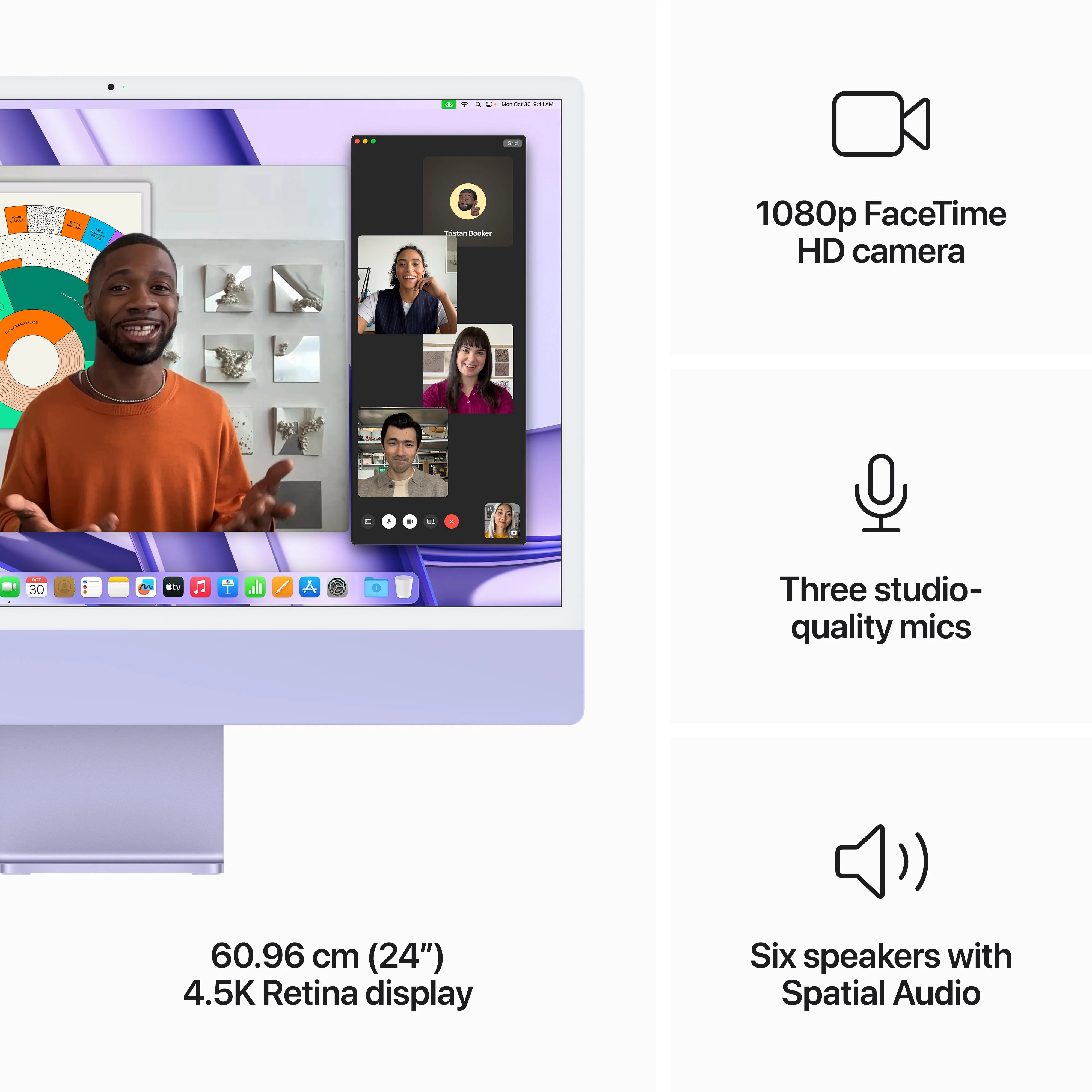 24-inch iMac with Retina 4.5K display: Apple M3 chip with 8‑core CPU and 10‑core GPU, 512GB SSD - Purple - Image 5