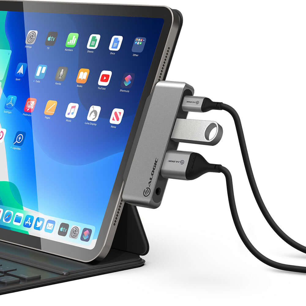 ALOGIC USB- C Anchor HDMI Hub - USB-A (USB 2.0), USB-C (PD 60W), 3.5mm Audio Jack, HDMI 4K@30Hz - Image 2