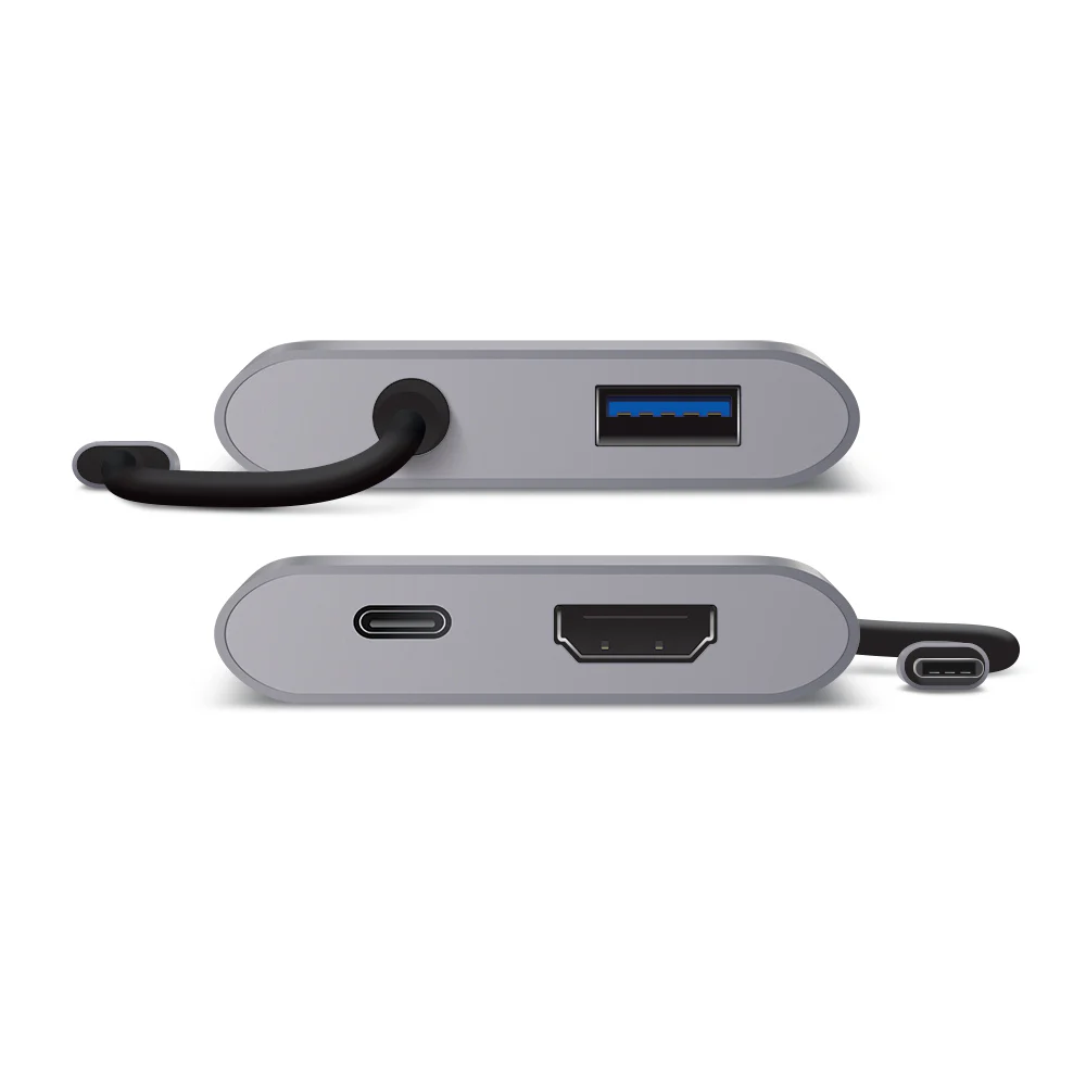 ALOGIC USB-C Mulitport Adapter With HDMI 4K, USB 3.0/USB-C with Power - Space Grey - Image 2