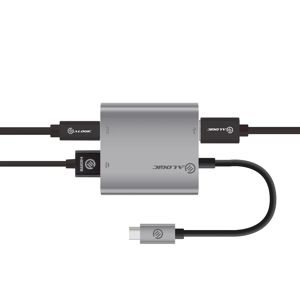 ALOGIC USB-C Mulitport Adapter With HDMI 4K, USB 3.0/USB-C with Power - Space Grey - Image 3