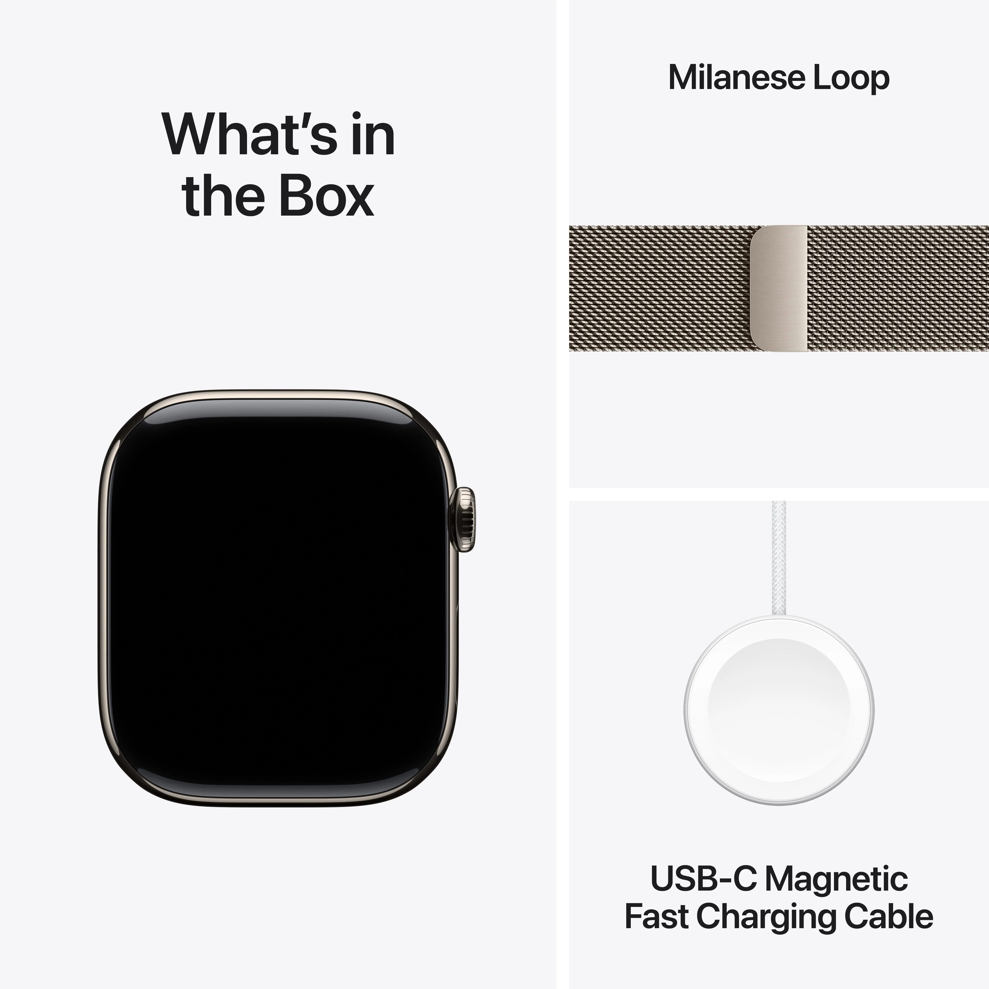 Apple Watch Series 10 GPS + Cellular 46mm Natural Titanium Case with Natural Milanese Loop - S/M - Image 9
