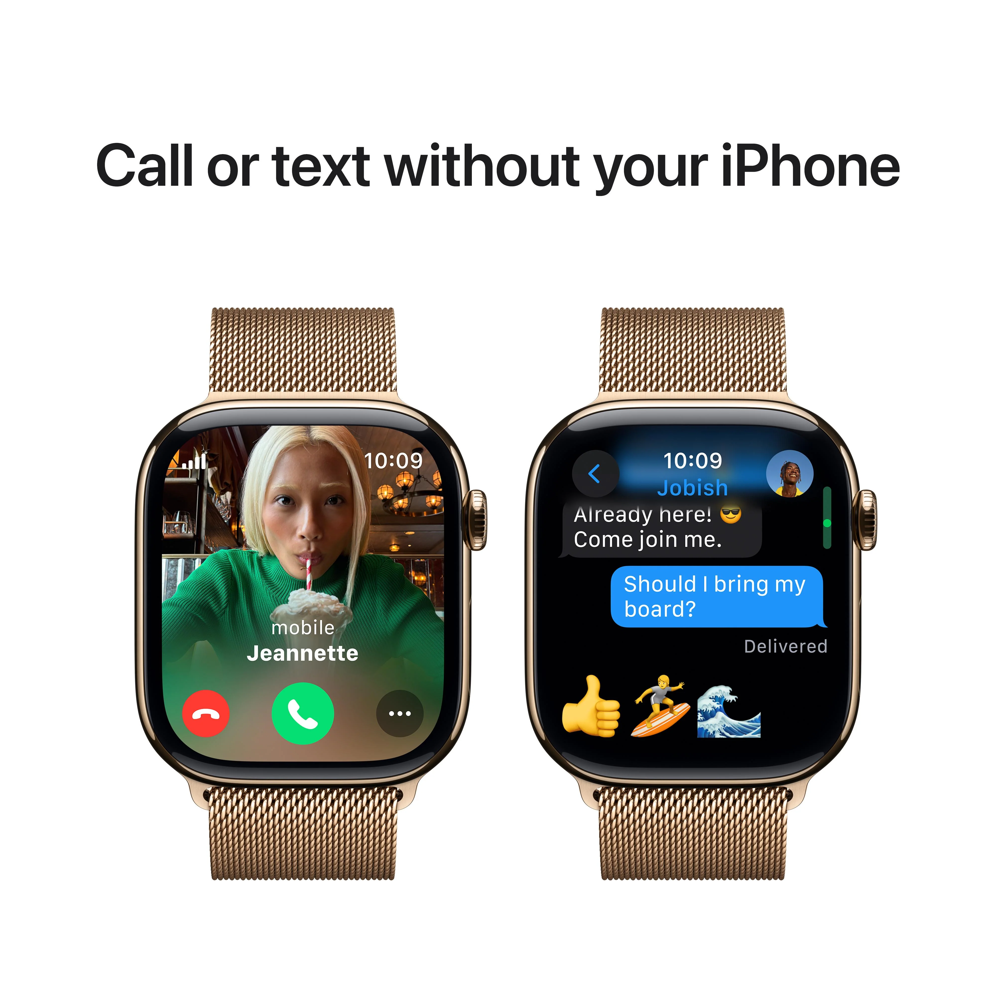 Apple Watch Series 10 GPS + Cellular 46mm Gold Titanium Case with Gold Milanese Loop - S/M - Image 7