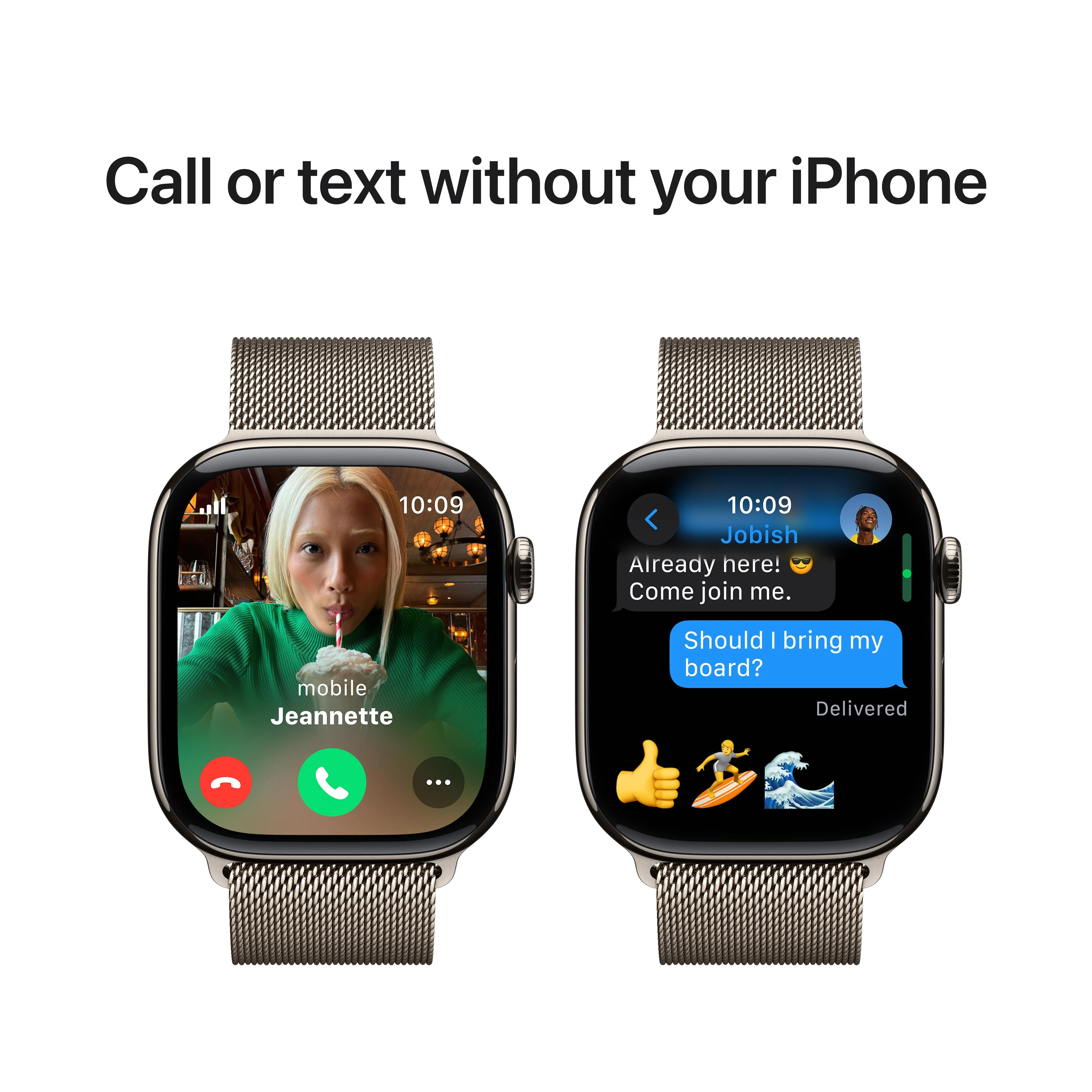 Apple Watch Series 10 GPS + Cellular 46mm Natural Titanium Case with Natural Milanese Loop - M/L - Image 7