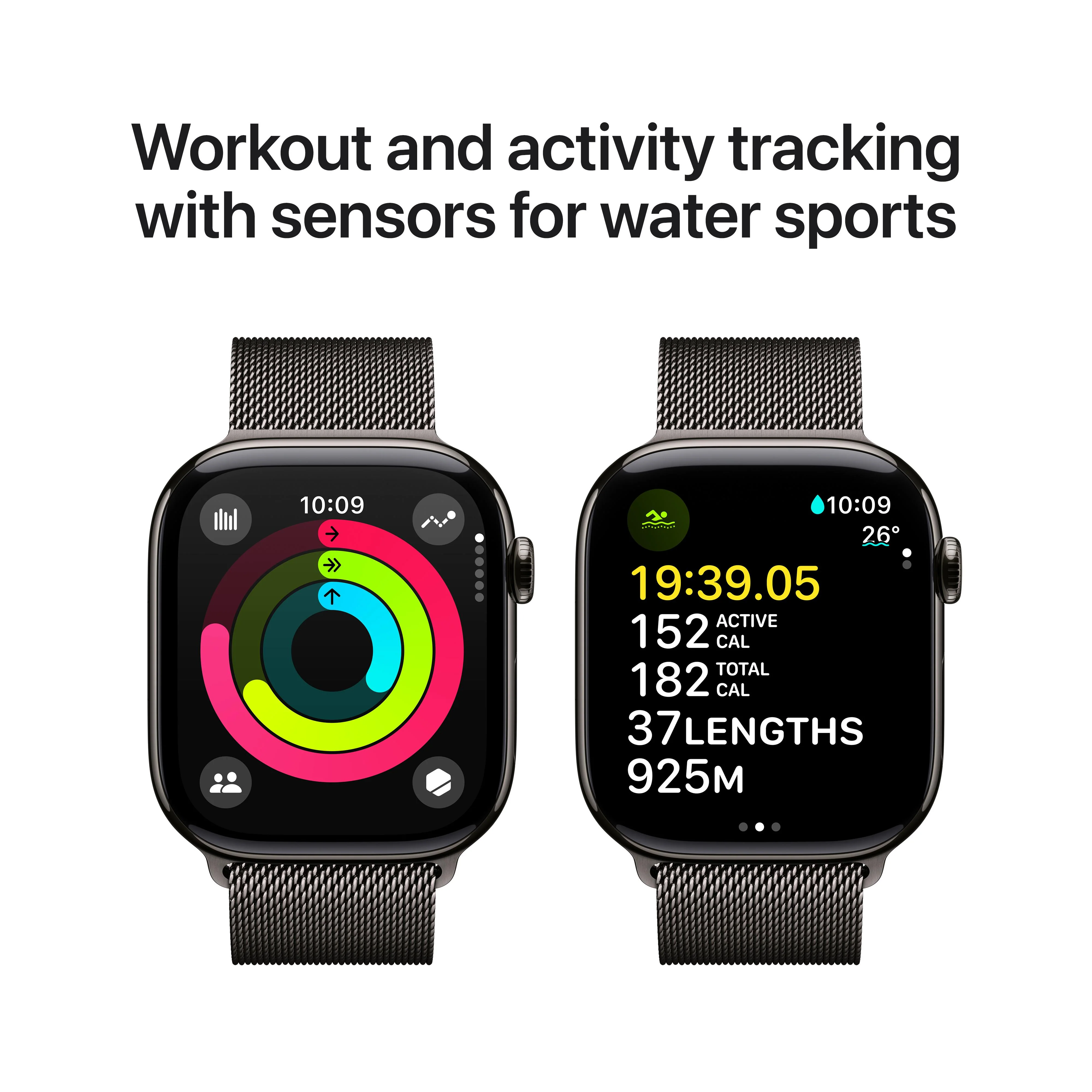 Apple Watch Series 10 GPS + Cellular 46mm Slate Titanium Case with Slate Milanese Loop - M/L - Image 4