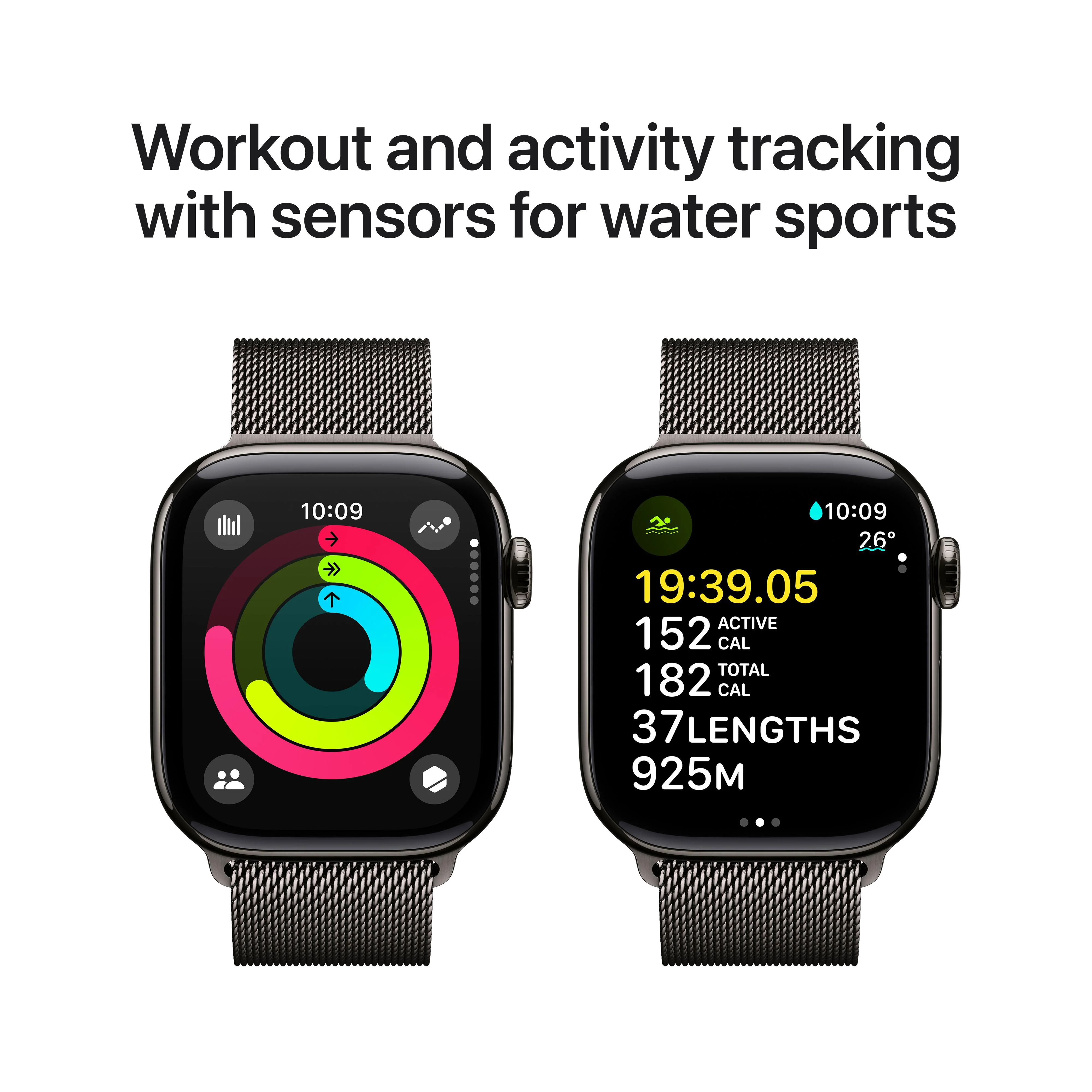 Apple Watch Series 10 GPS + Cellular 42mm Slate Titanium Case with Slate Milanese Loop - Image 4