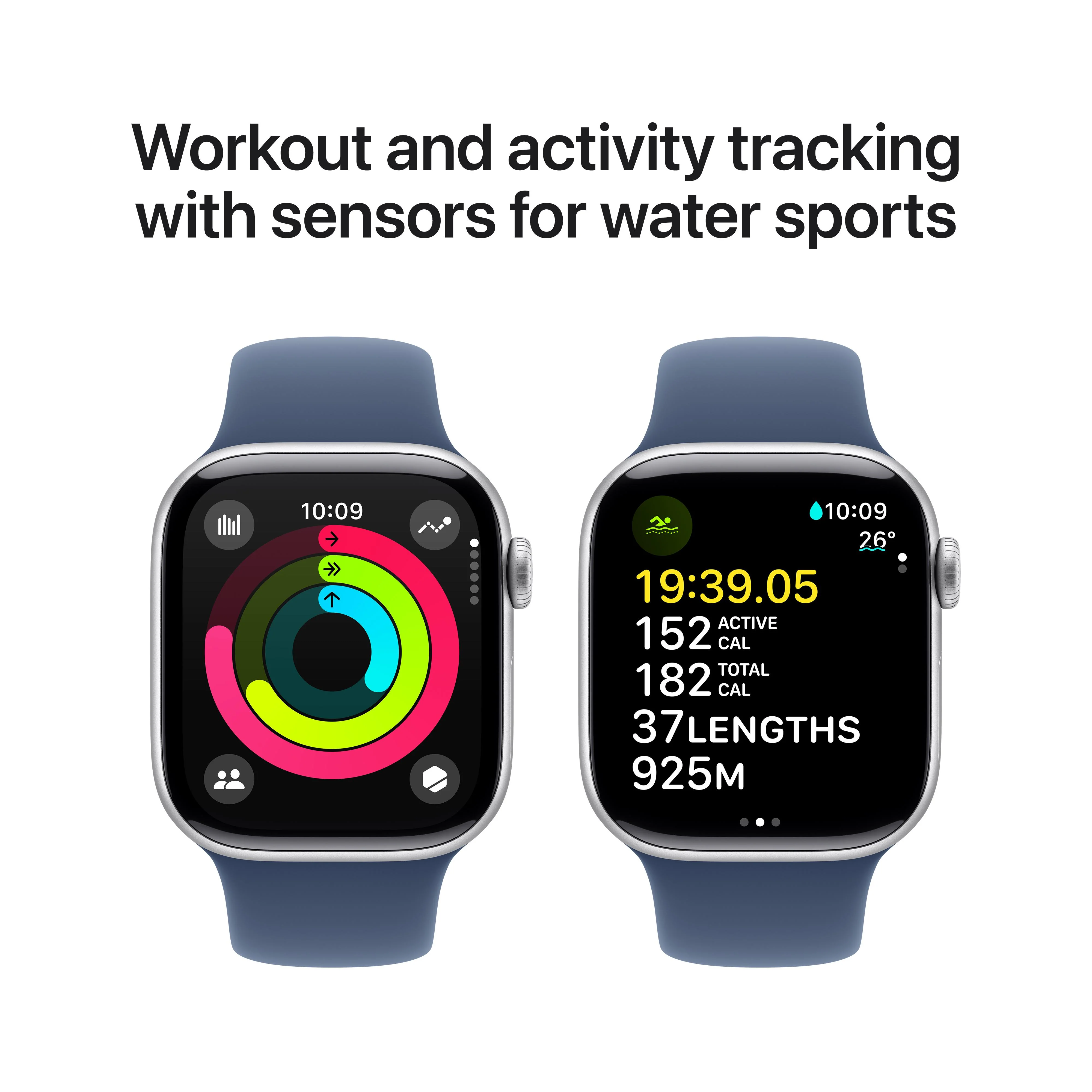 Apple Watch Series 10 GPS 42mm Silver Aluminium Case with Denim Sport Band - S/M - Image 4