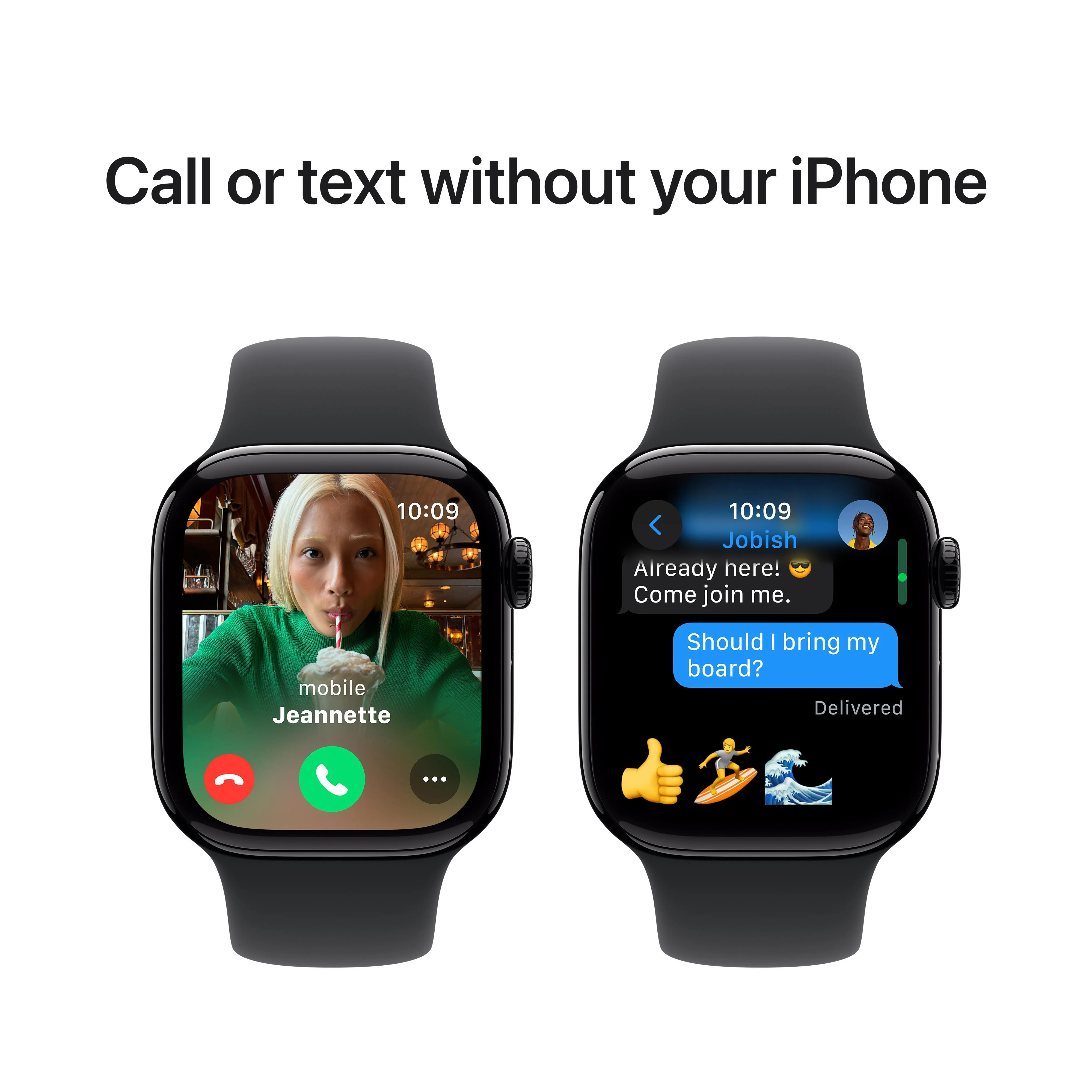 Apple Watch Series 10 GPS 42mm Jet Black Aluminium Case with Black Sport Band - S/M - Image 7