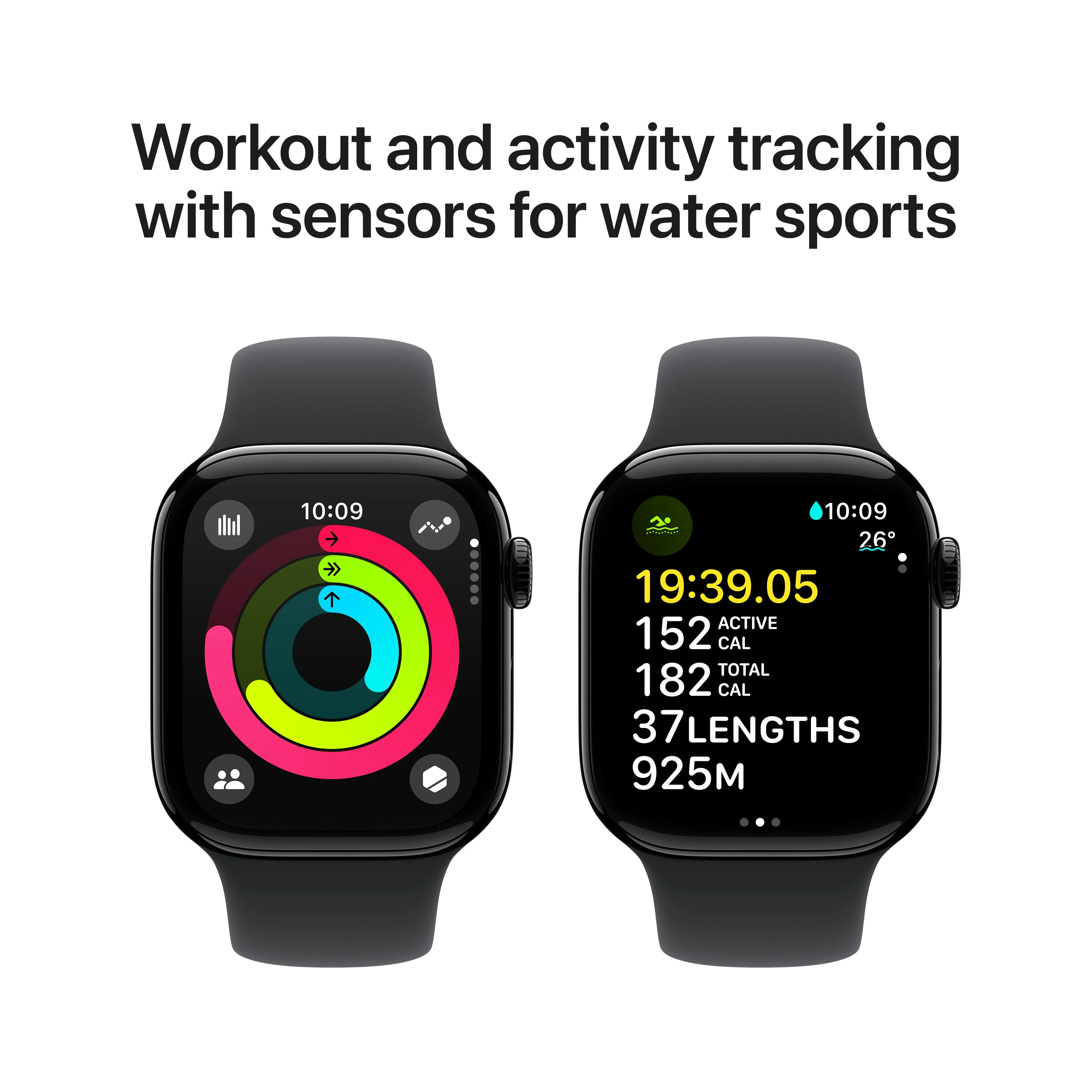 Apple Watch Series 10 GPS 42mm Jet Black Aluminium Case with Black Sport Band - M/L - Image 4