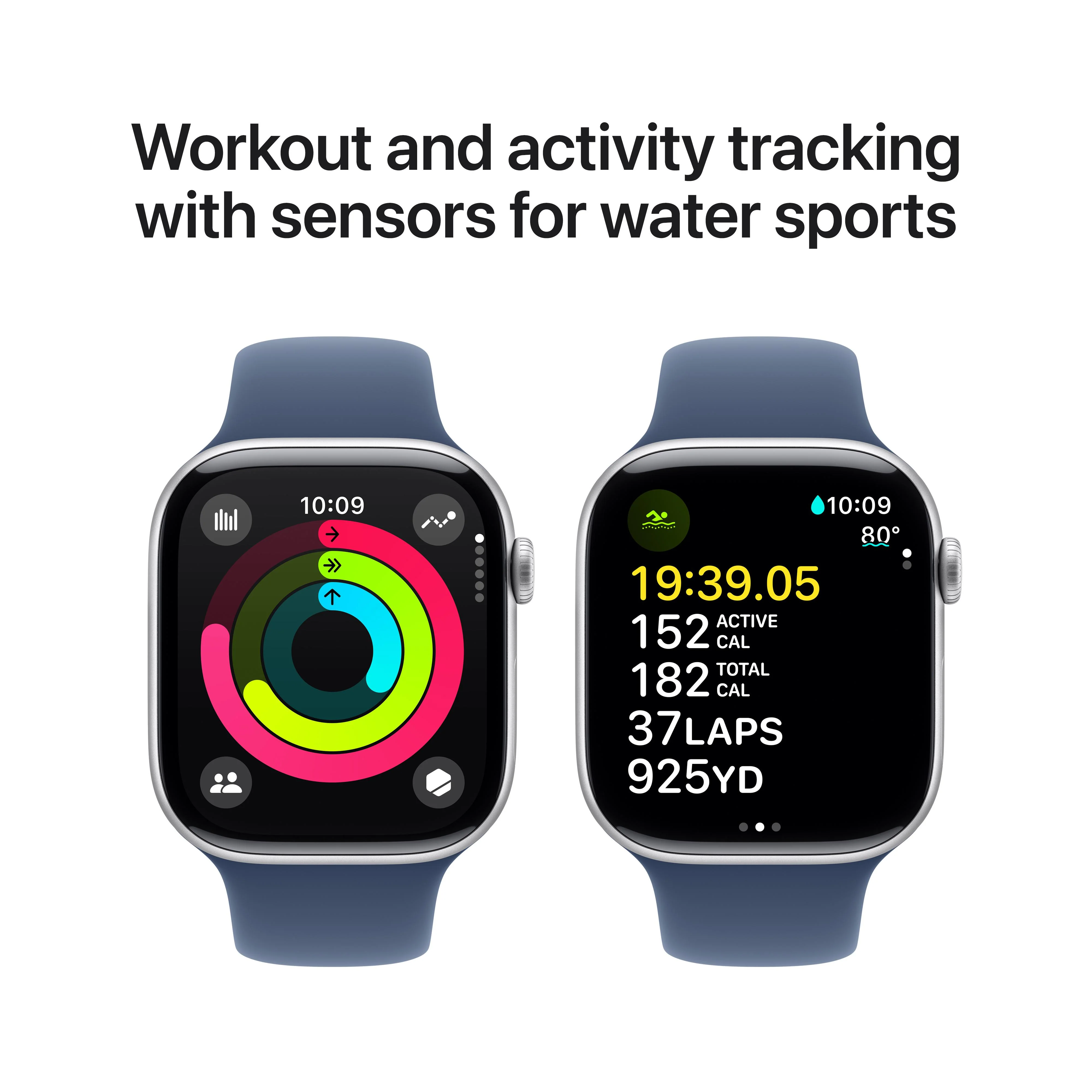Apple Watch Series 10 GPS 46mm Silver Aluminium Case with Denim Sport Band - S/M - Image 4