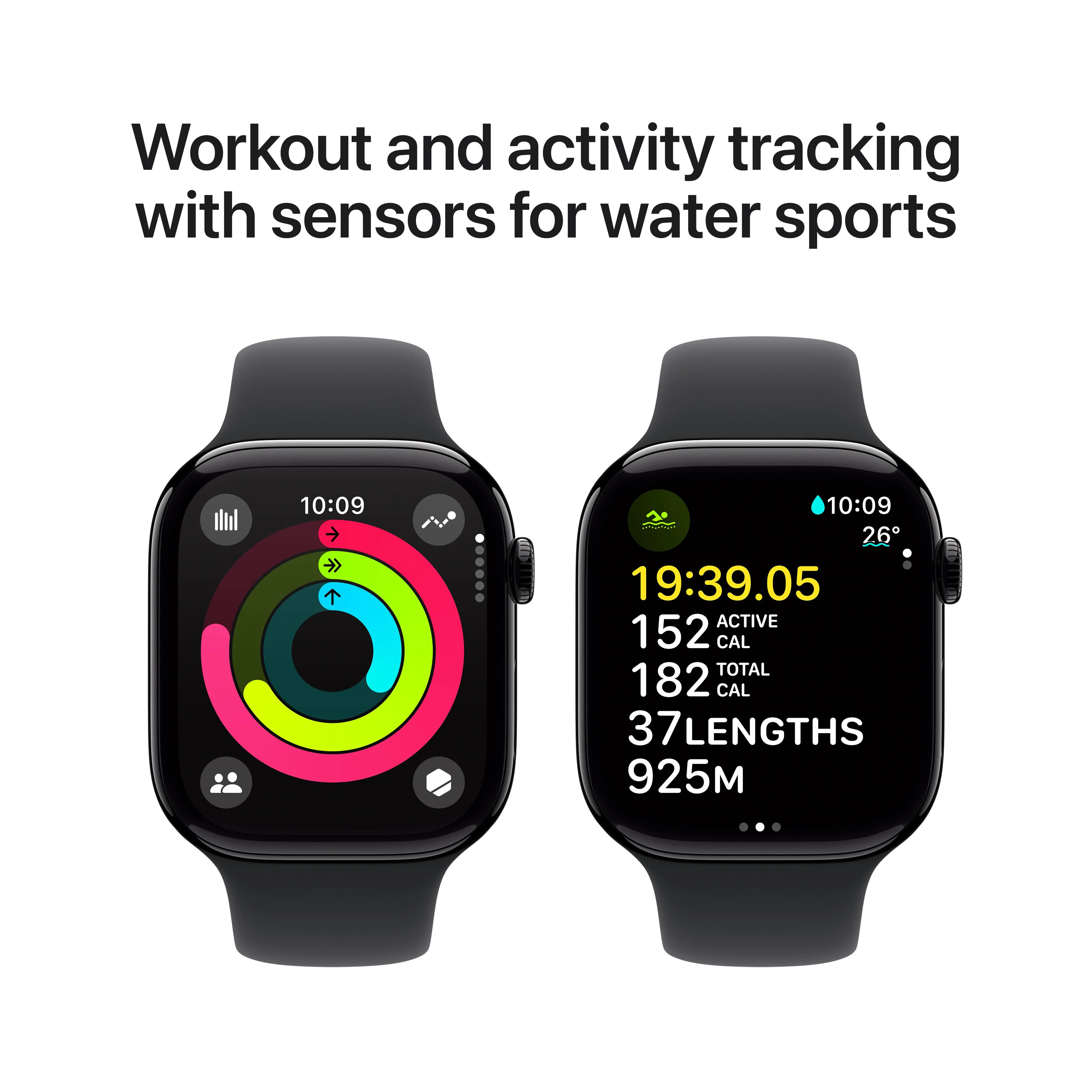 Apple Watch Series 10 GPS 46mm Jet Black Aluminium Case with Black Sport Band - M/L - Image 4