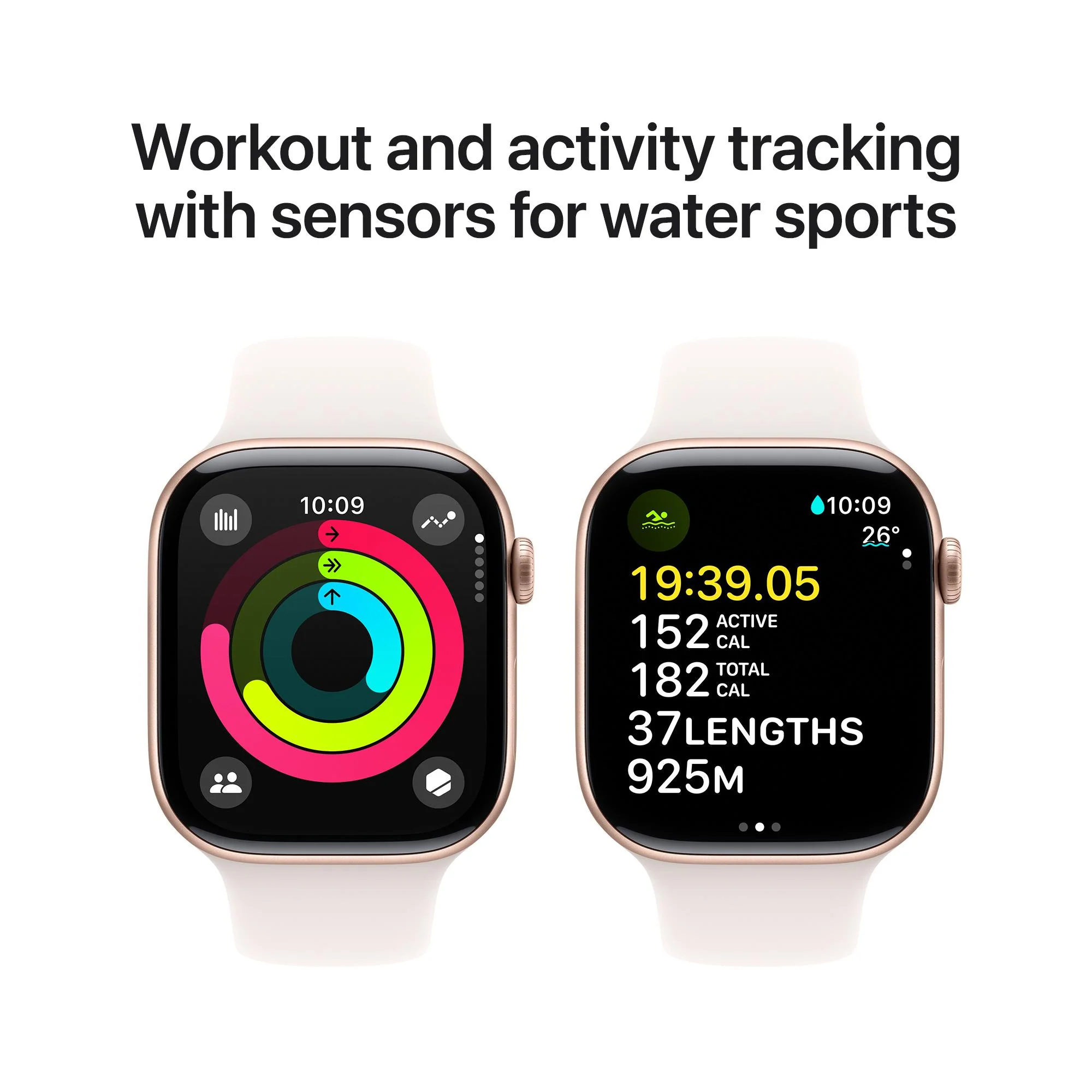 Apple Watch Series 10 GPS 46mm Rose Gold Aluminium Case with Light Blush Sport Band - S/M - Image 4