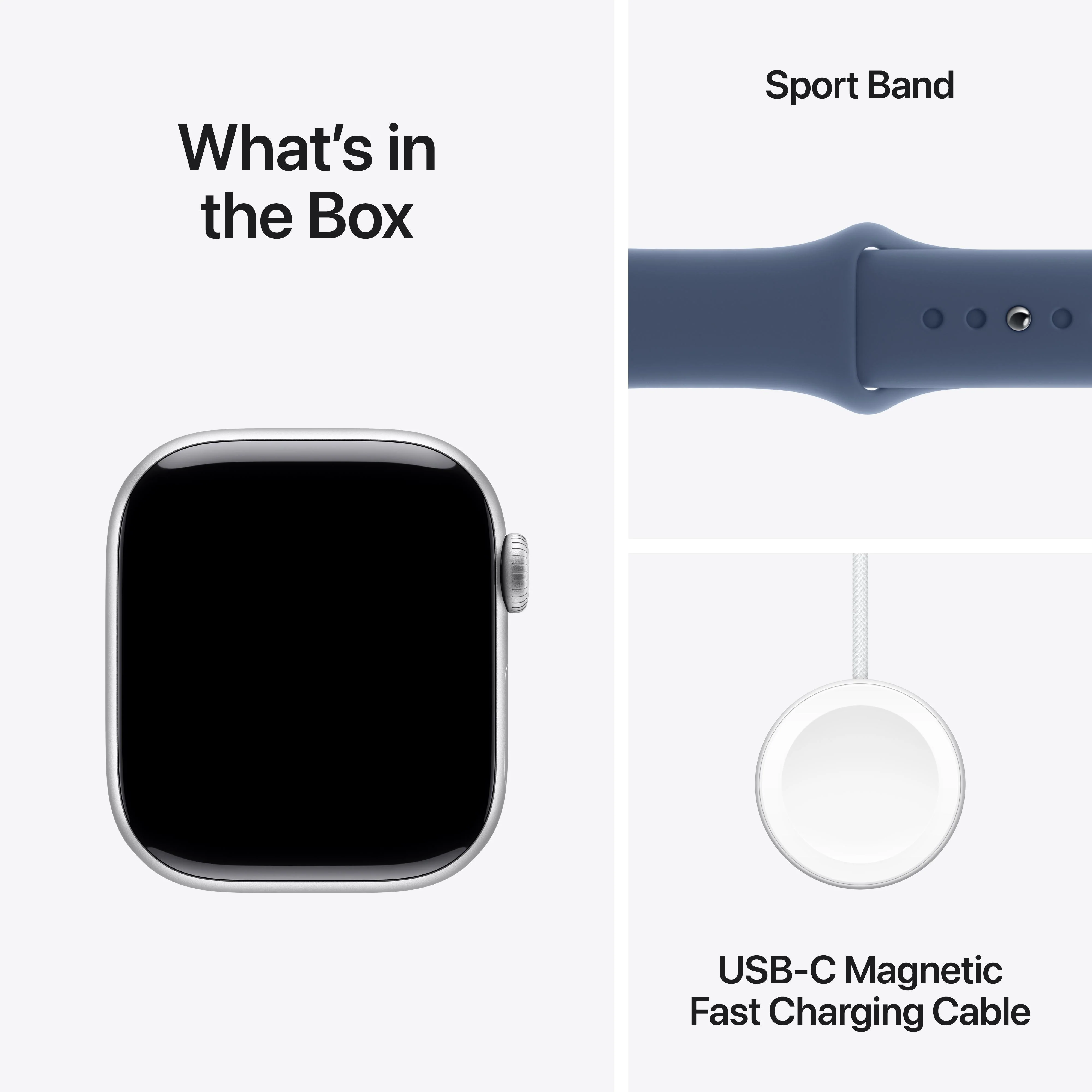 Apple Watch Series 10 GPS + Cellular 42mm Silver Aluminium Case with Denim Sport Band - M/L - Image 9