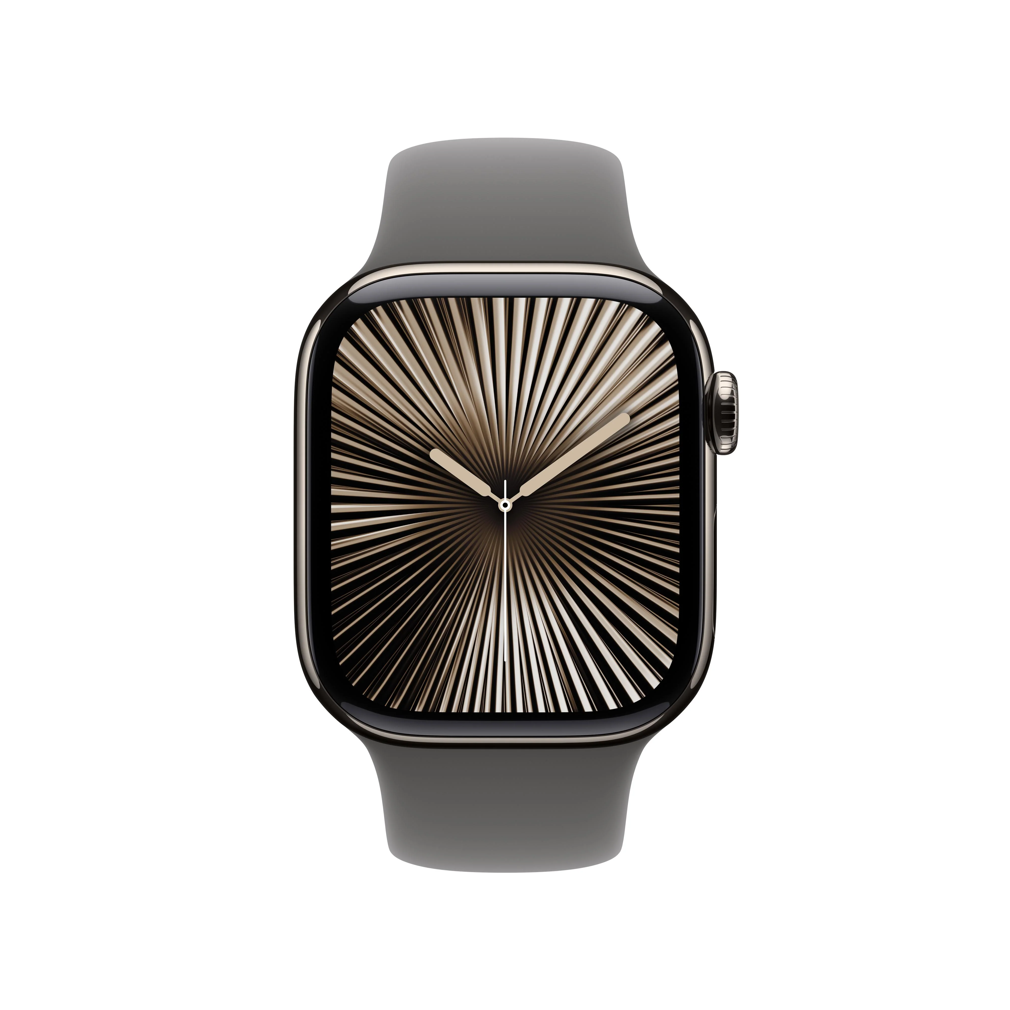 Apple Watch Series 10 GPS + Cellular 42mm Natural Titanium Case with Stone Grey Sport Band - S/M - Image 2
