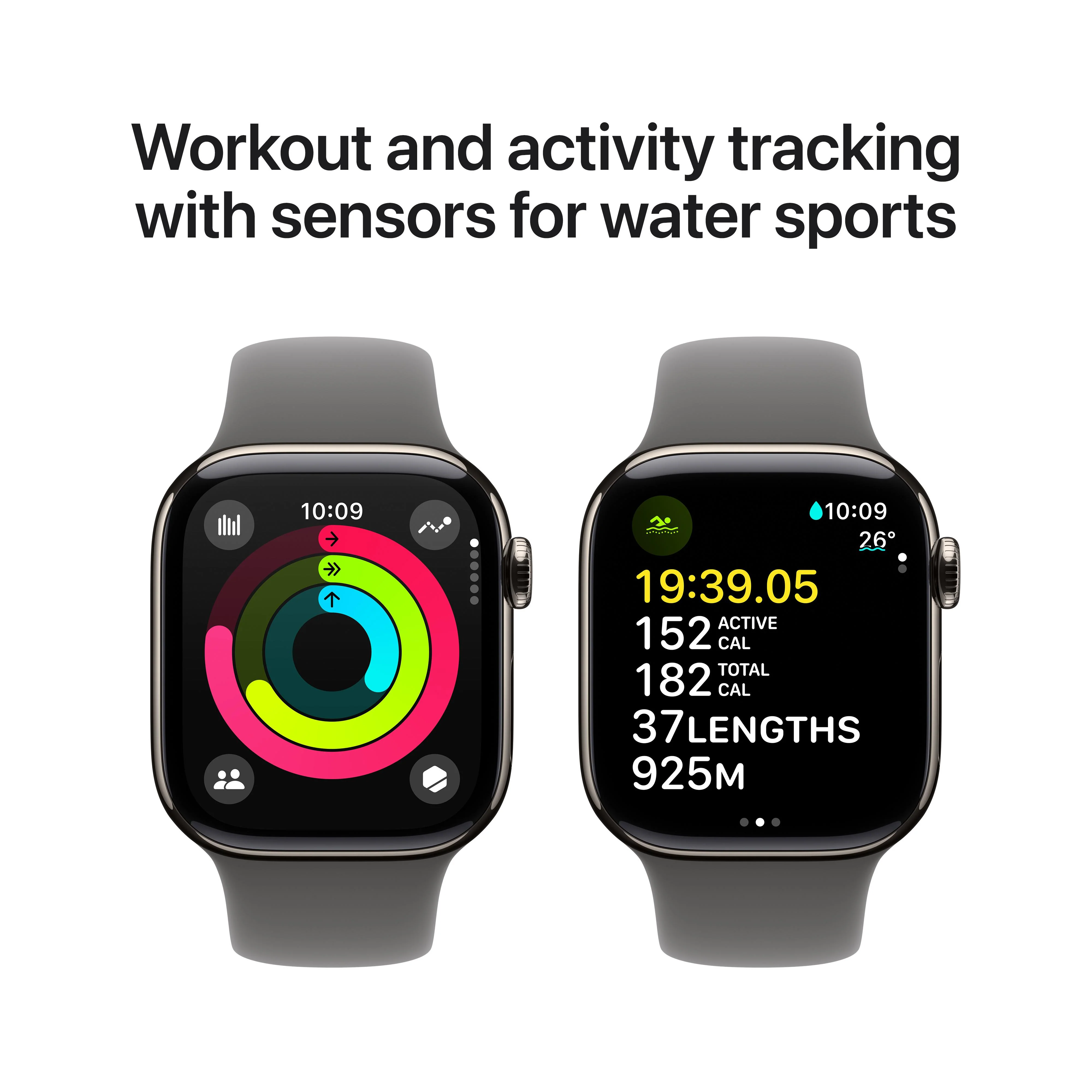 Apple Watch Series 10 GPS + Cellular 42mm Natural Titanium Case with Stone Grey Sport Band - S/M - Image 4