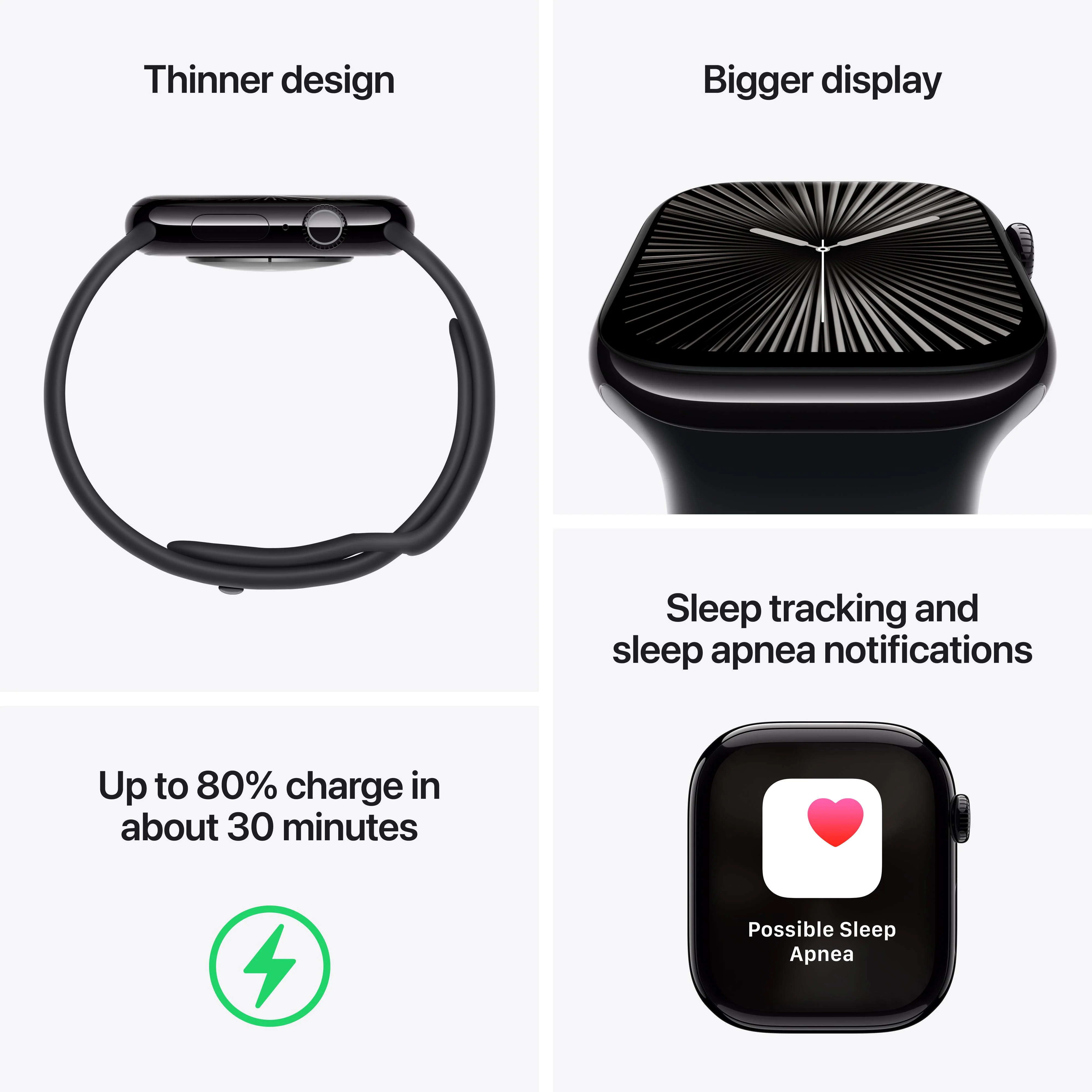 Apple Watch Series 10 GPS + Cellular 46mm Silver Aluminium Case with Denim Sport Band - S/M - Image 3