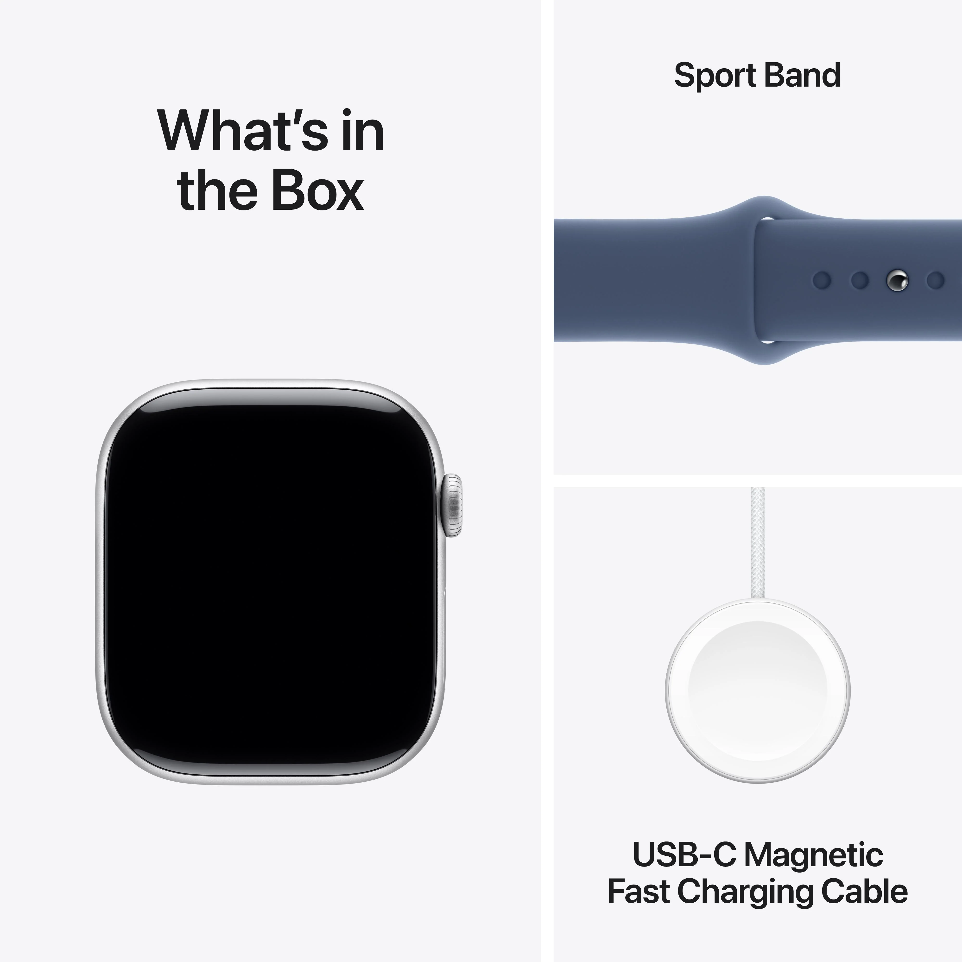Apple Watch Series 10 GPS + Cellular 46mm Silver Aluminium Case with Denim Sport Band - M/L - Image 9