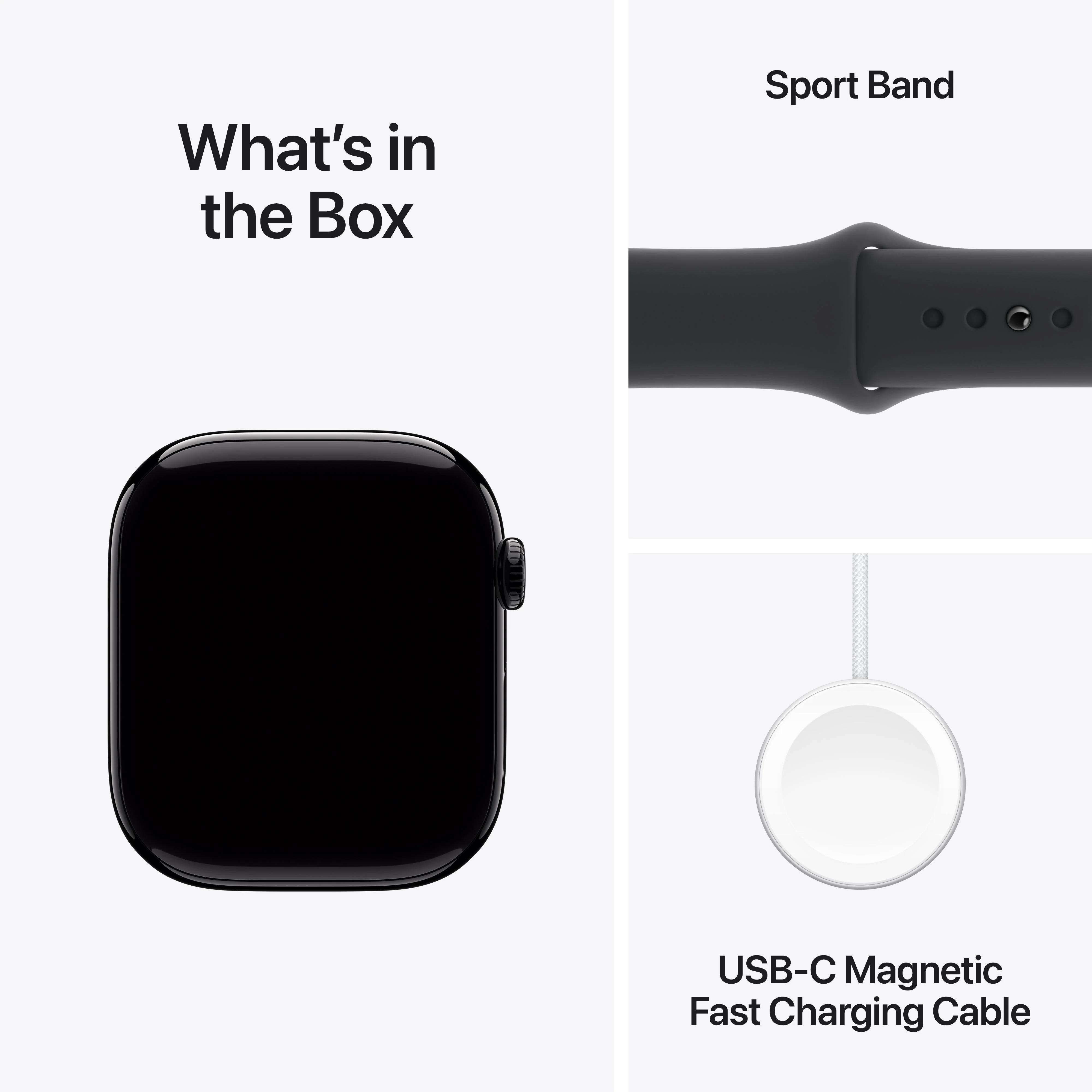 Apple Watch Series 10 GPS + Cellular 46mm Jet Black Aluminium Case with Black Sport Band - S/M - Image 8