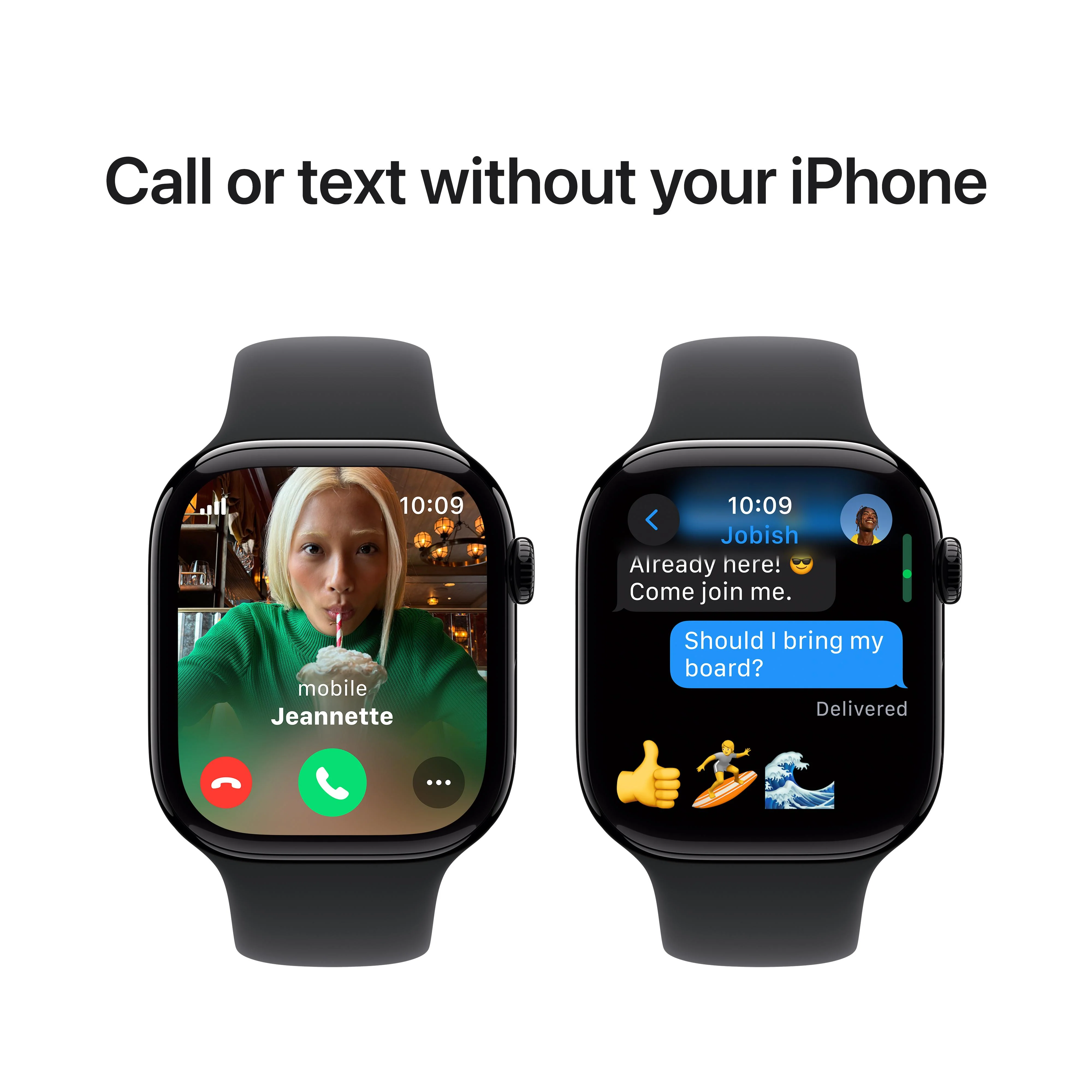 Apple Watch Series 10 GPS + Cellular 46mm Jet Black Aluminium Case with Black Sport Band - M/L - Image 6