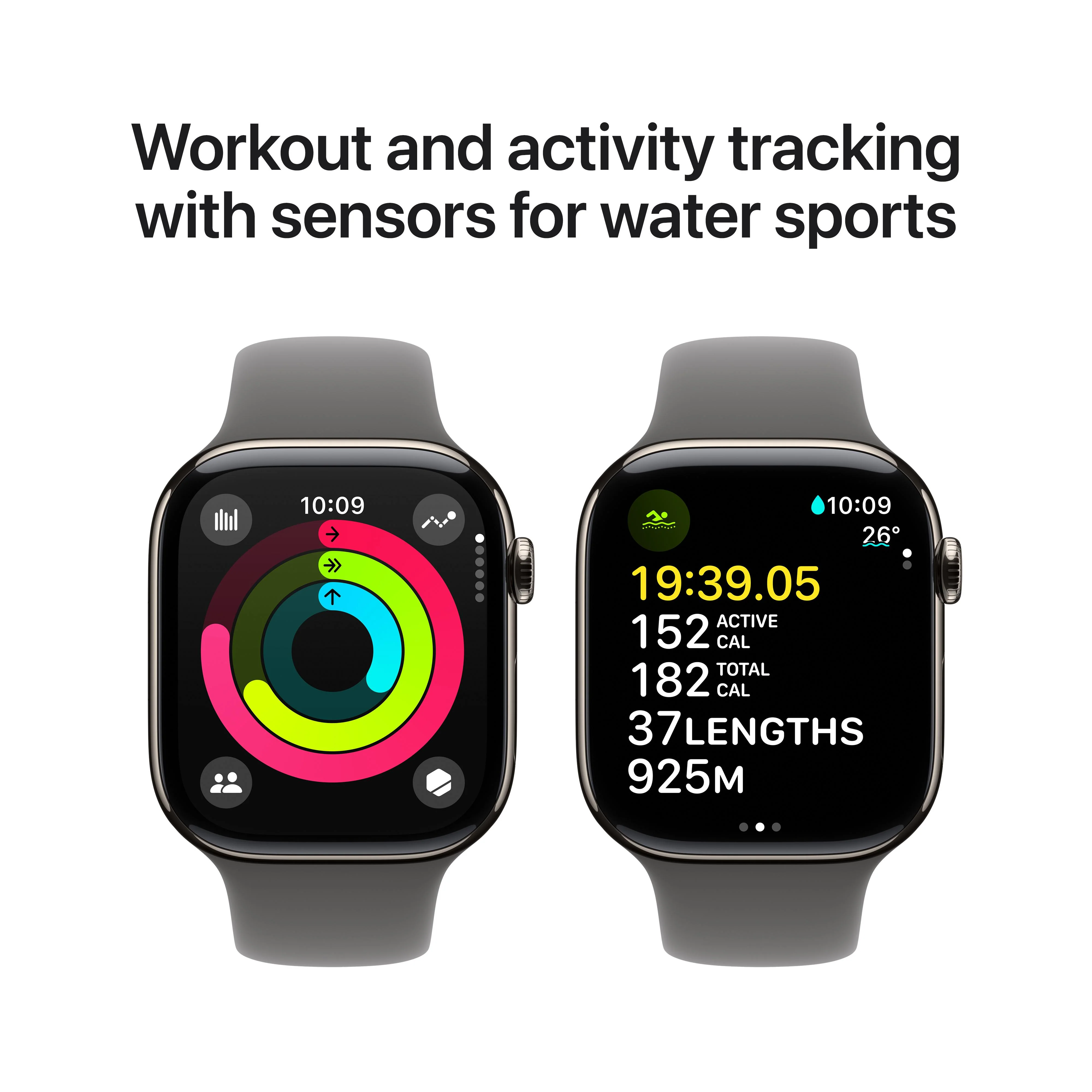 Apple Watch Series 10 GPS + Cellular 46mm Natural Titanium Case with Stone Grey Sport Band - S/M - Image 4