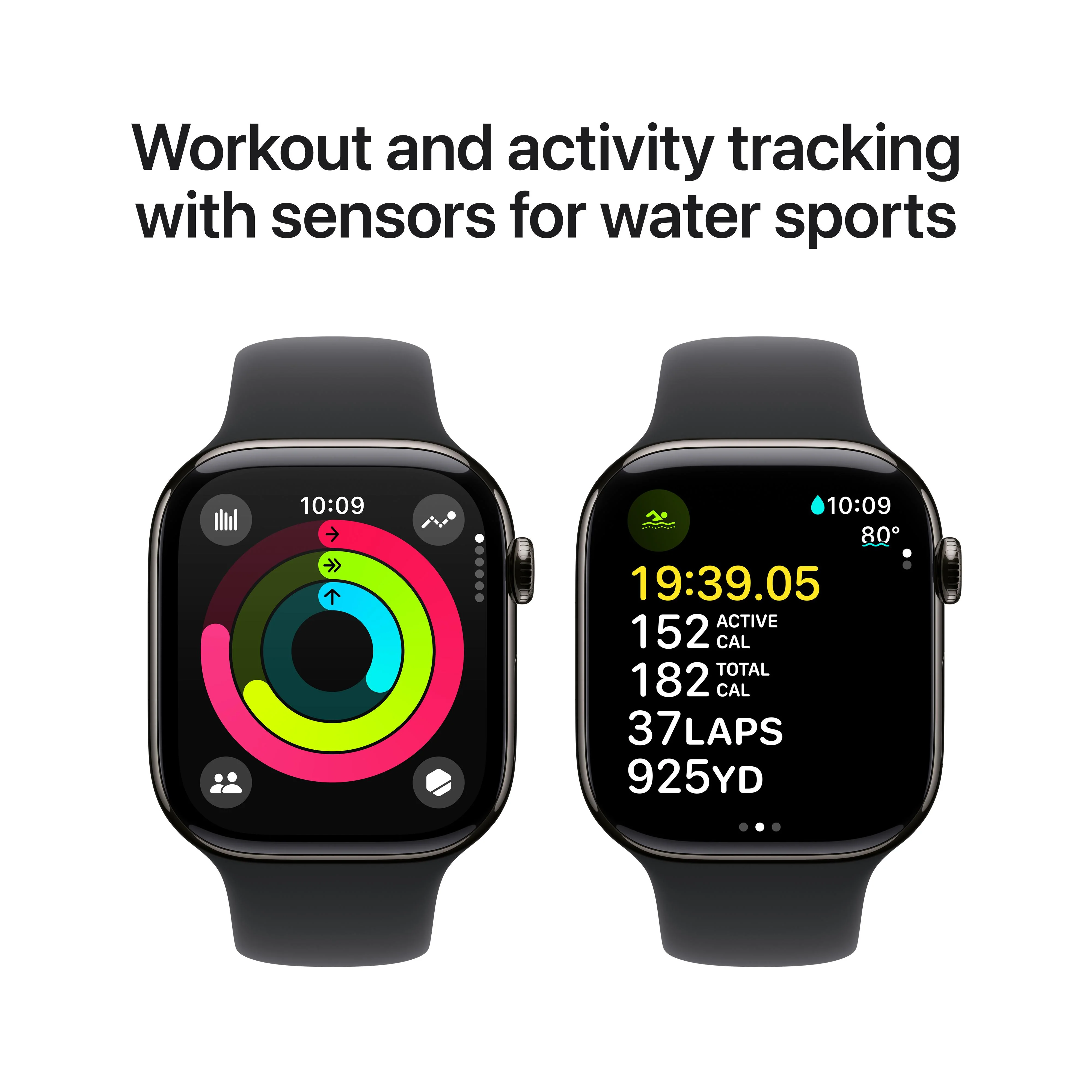 Apple Watch Series 10 GPS + Cellular 46mm Slate Titanium Case with Black Sport Band - S/M - Image 4