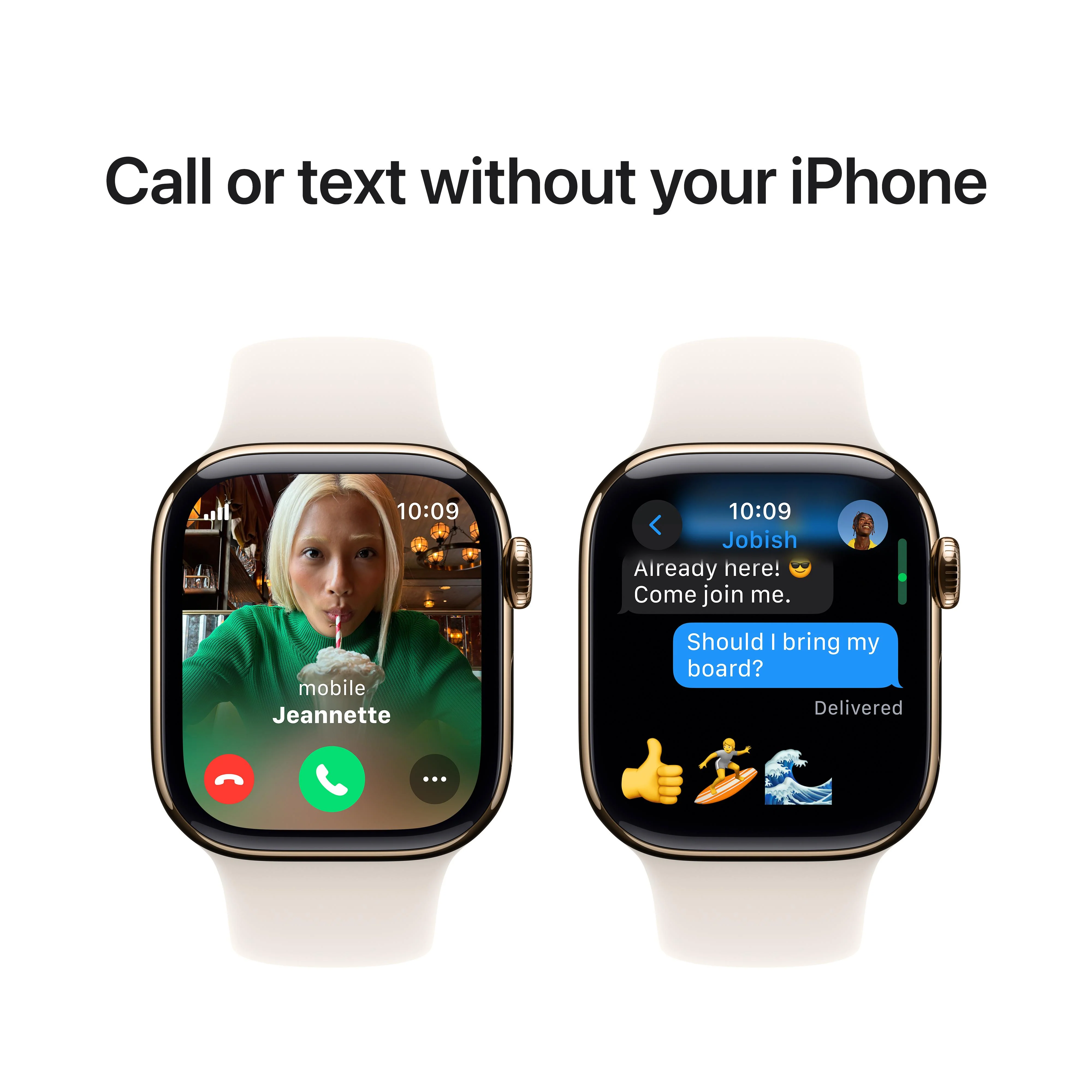 Apple Watch Series 10 GPS + Cellular 42mm Gold Titanium Case with Starlight Sport Band - S/M - Image 7