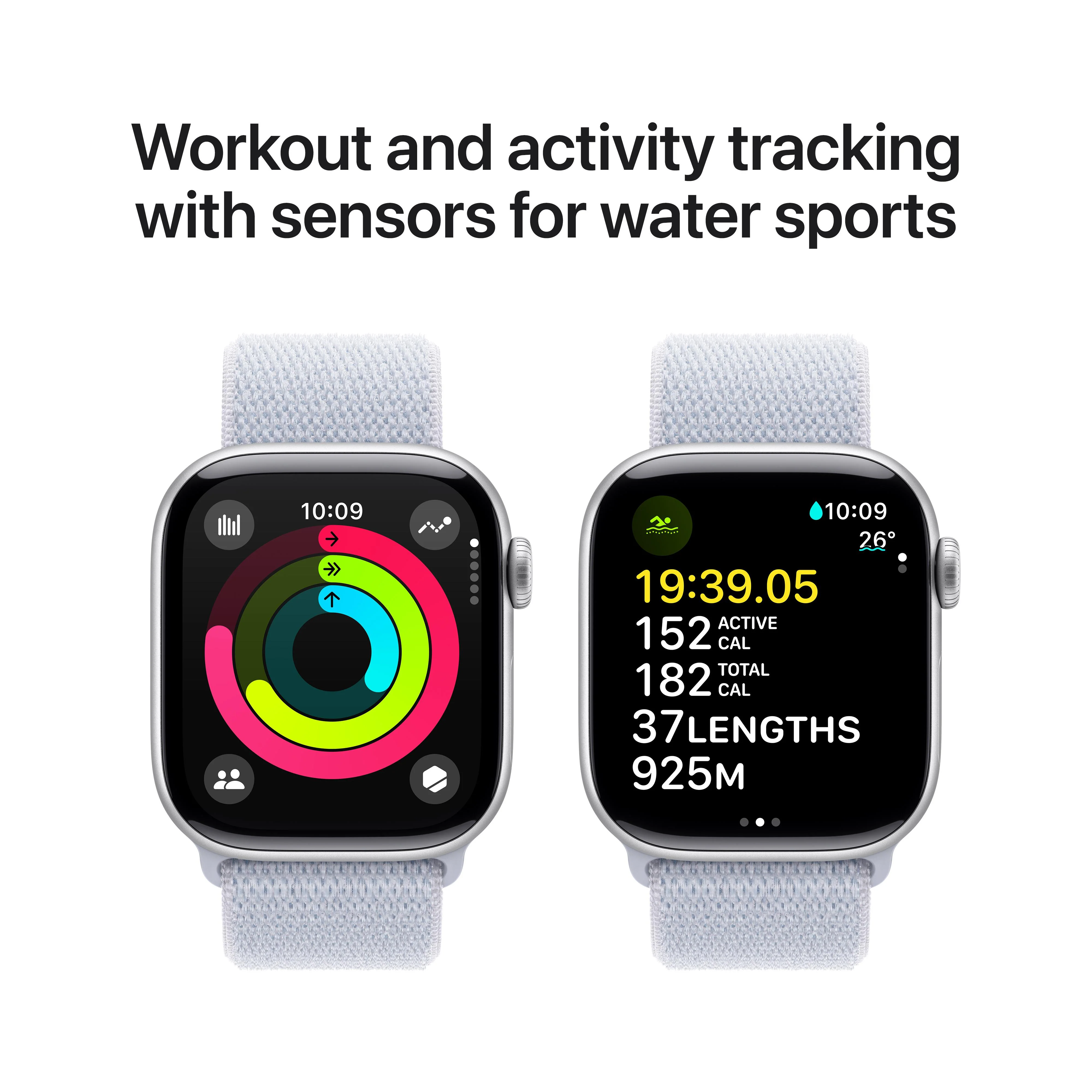 Apple Watch Series 10 GPS 42mm Silver Aluminium Case with Blue Cloud Sport Loop - Image 4