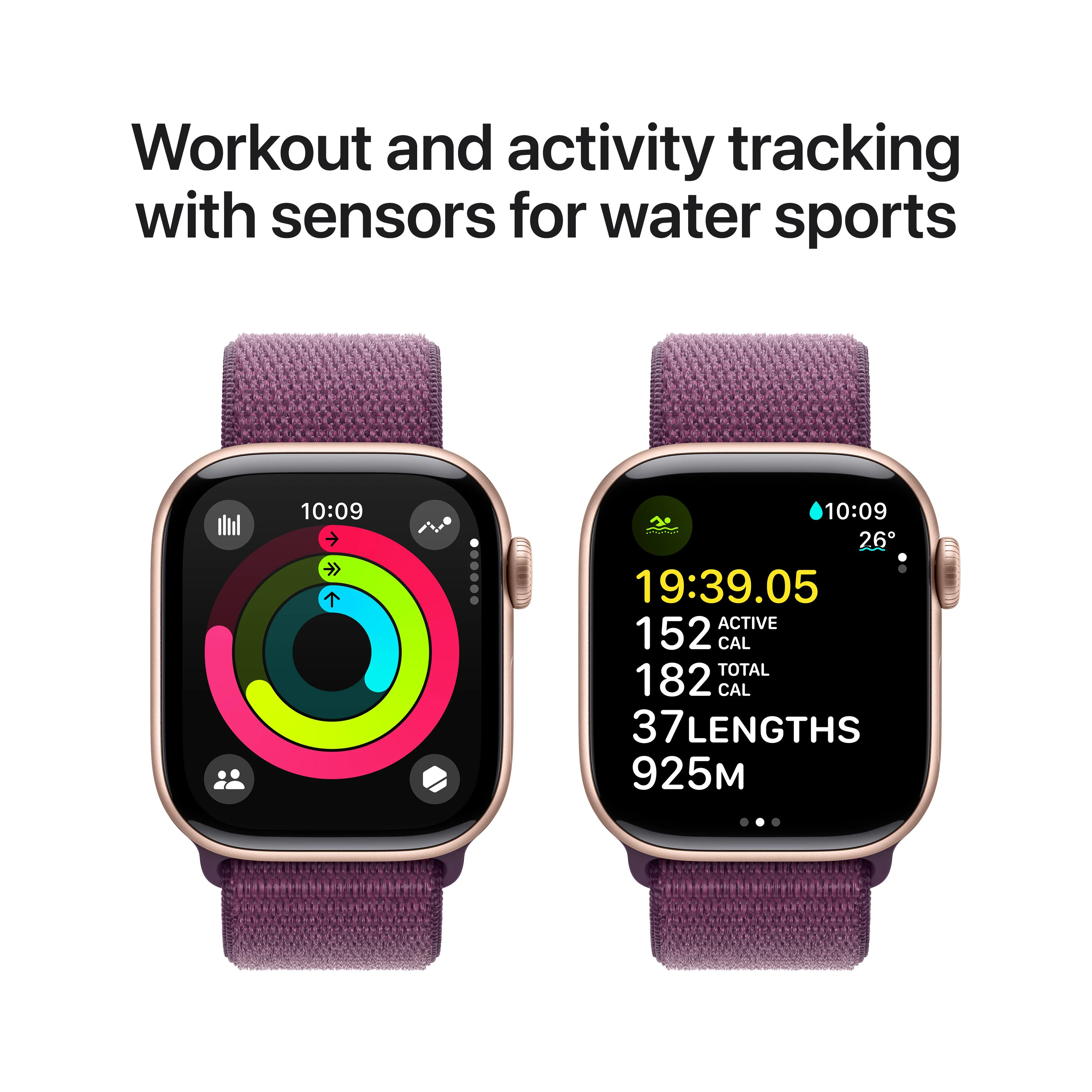 Apple Watch Series 10 GPS 42mm Rose Gold Aluminium Case with Plum Sport Loop - Image 5
