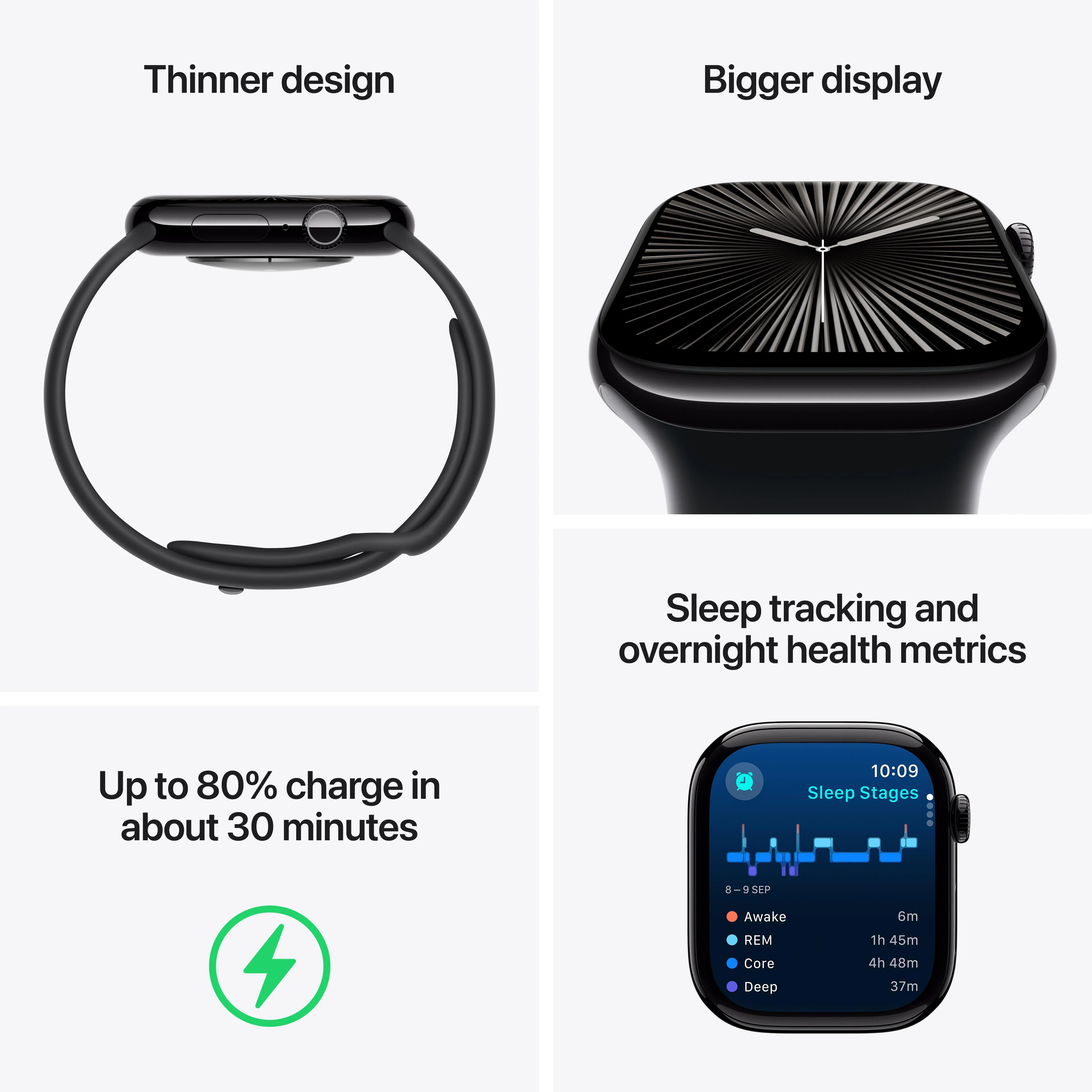 Apple Watch Series 10 GPS 46mm Rose Gold Aluminium Case with Plum Sport Loop - Image 3