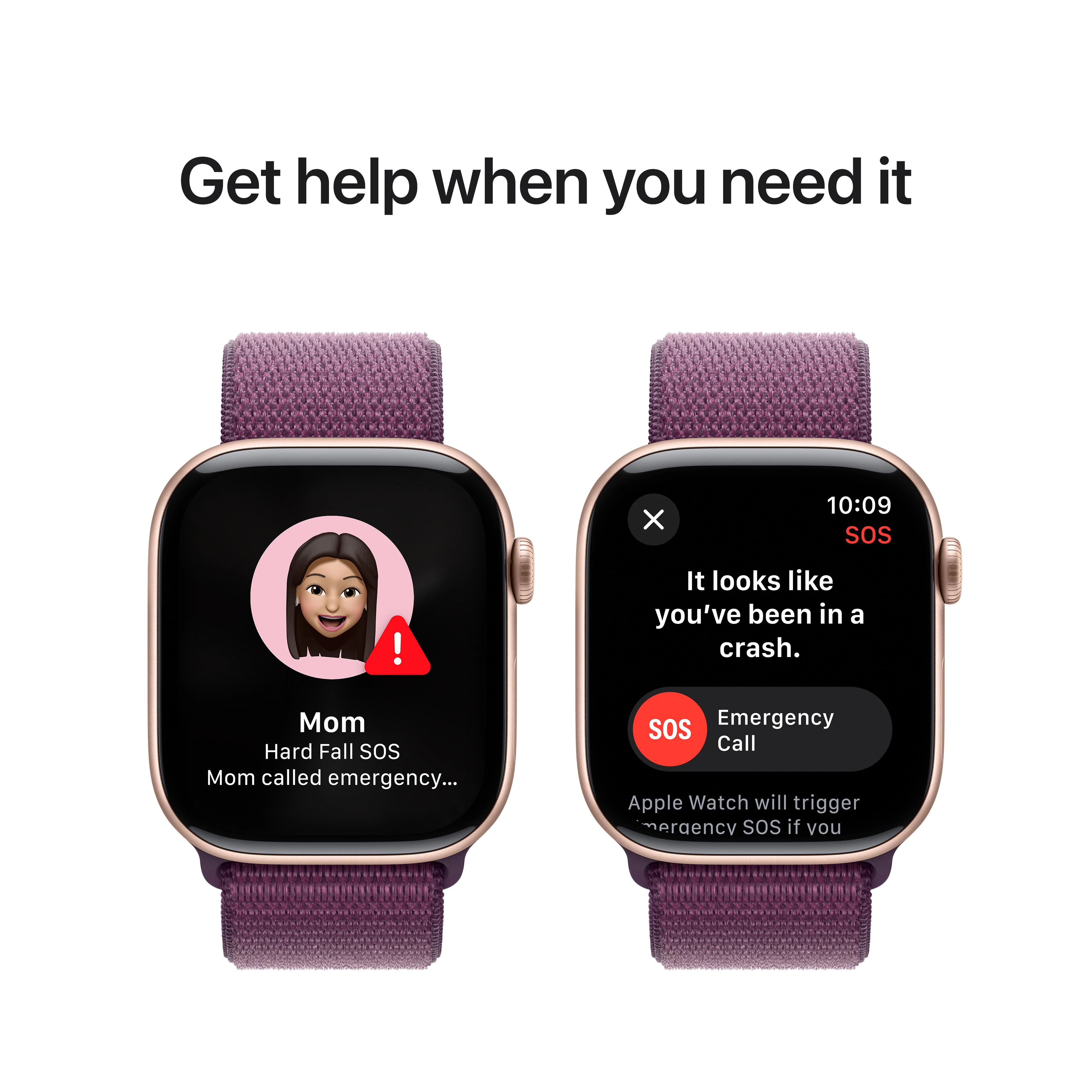 Apple Watch Series 10 GPS 46mm Rose Gold Aluminium Case with Plum Sport Loop - Image 6