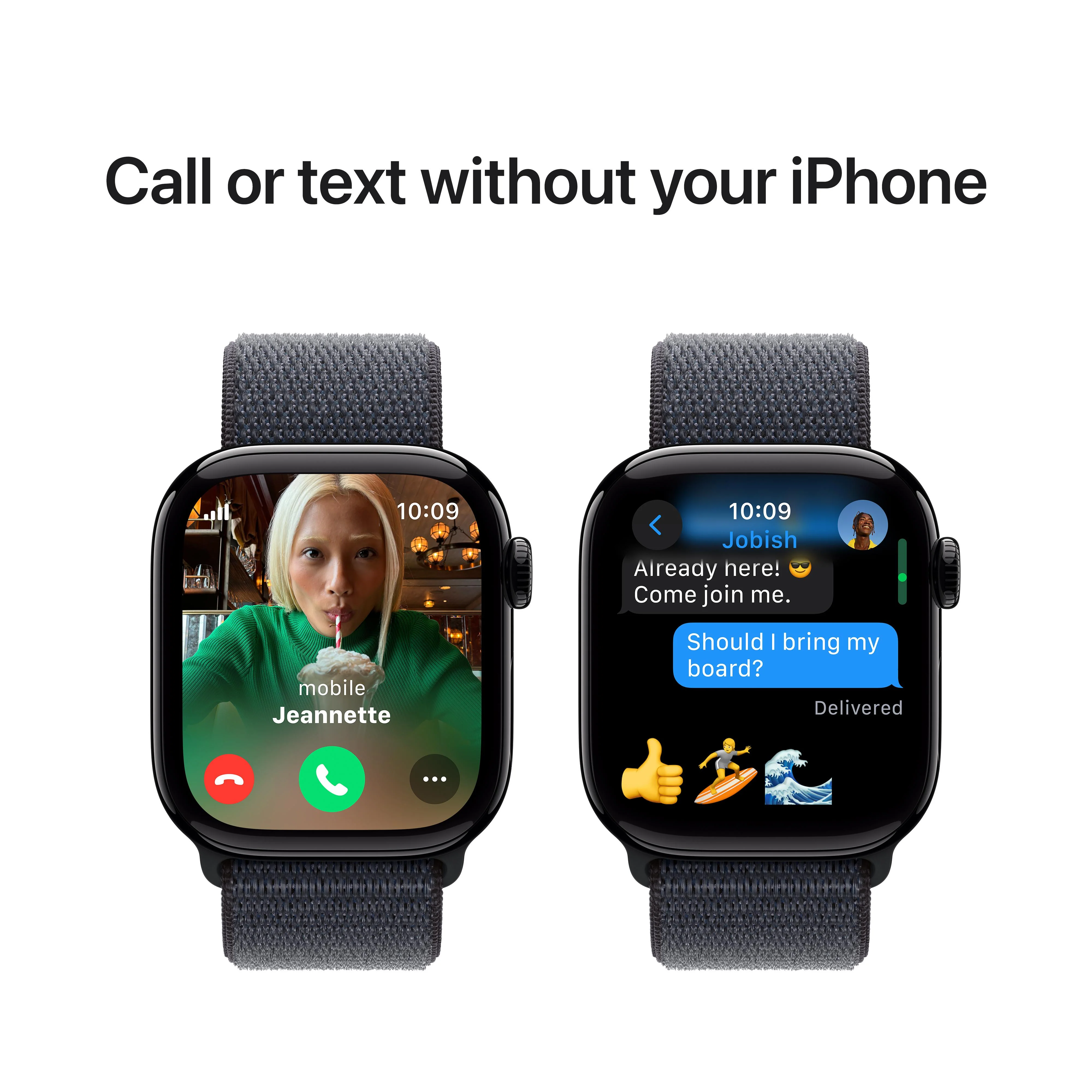 Apple Watch Series 10 GPS + Cellular 42mm Jet Black Aluminium Case with Ink Sport Loop - Image 7
