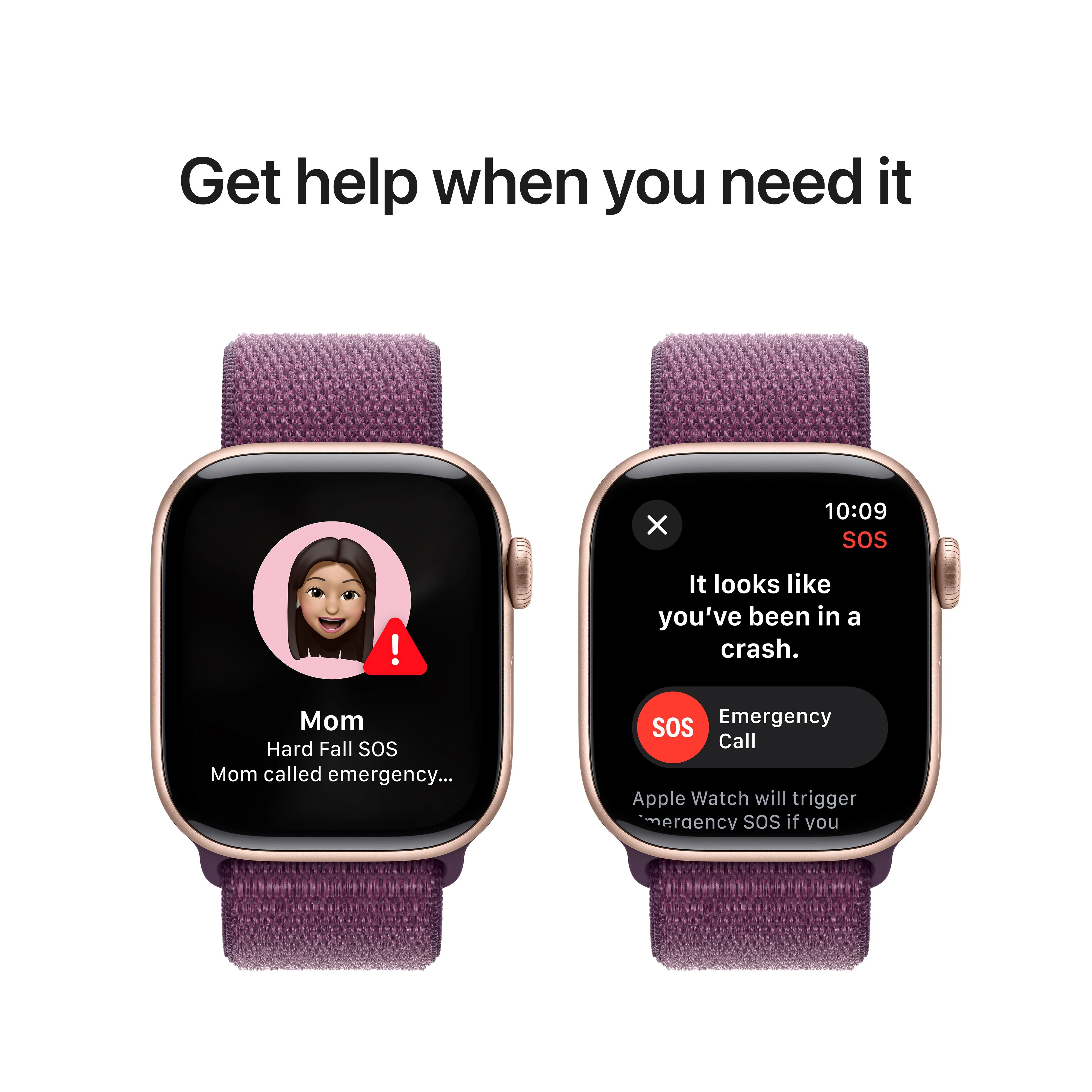 Apple Watch Series 10 GPS + Cellular 42mm Rose Gold Aluminium Case with Plum Sport Loop - Image 6